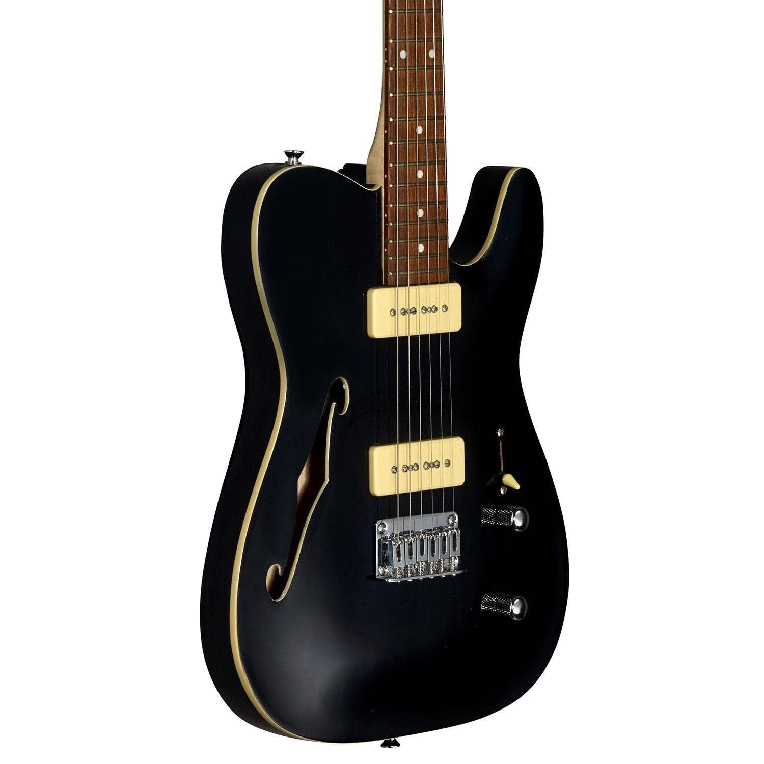 59 Thinline Semi-Hollow Body Electric Guitar - Gloss Black Finish - Perfect for Jazz, Blues & Rock Performances