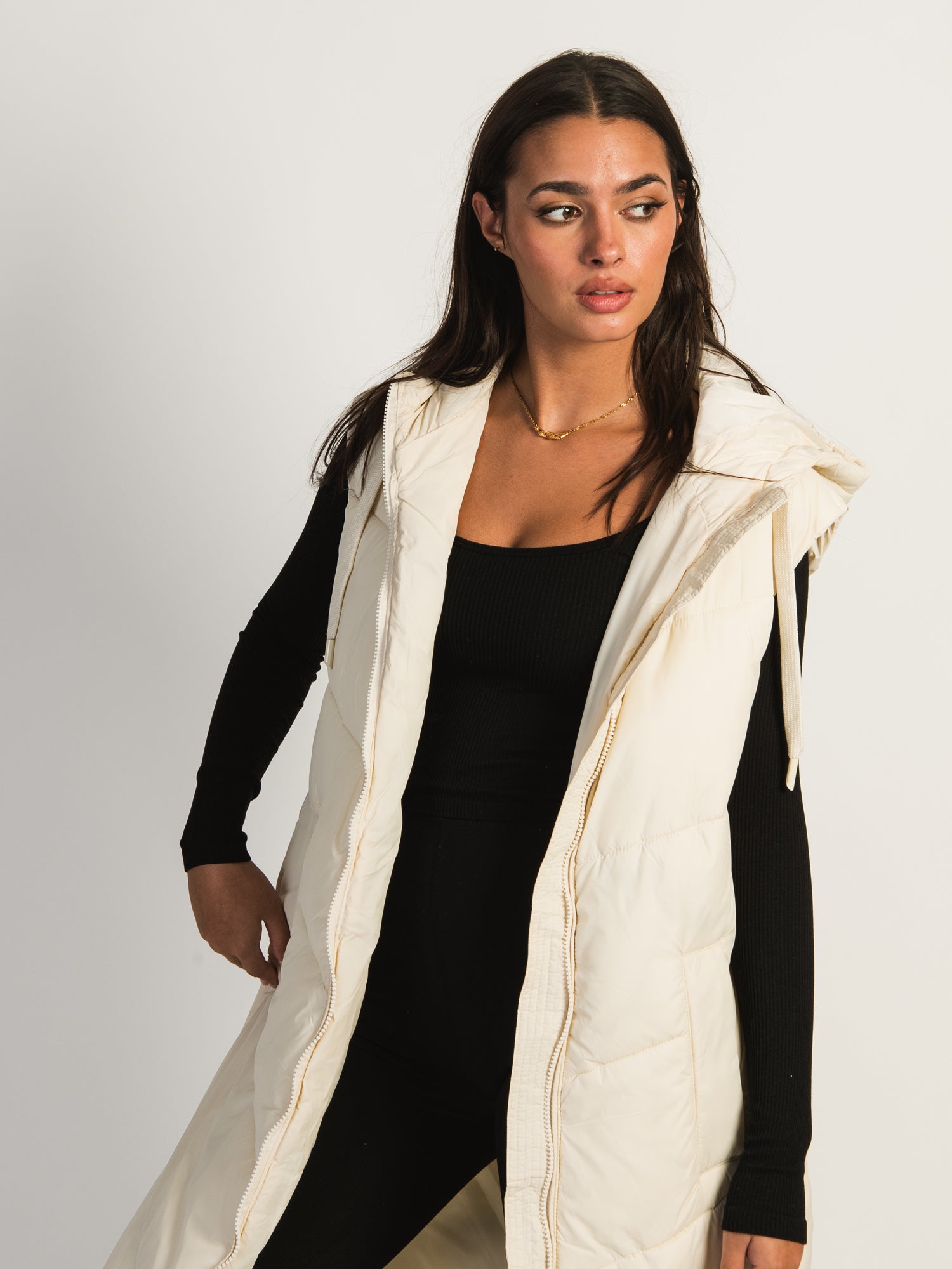 B.YOUNG BOMINA Long Hooded Puffer Vest for Women - Winter Warm Quilted Jacket with Pockets | Outdoor Activities, Hiking & Casual Wear