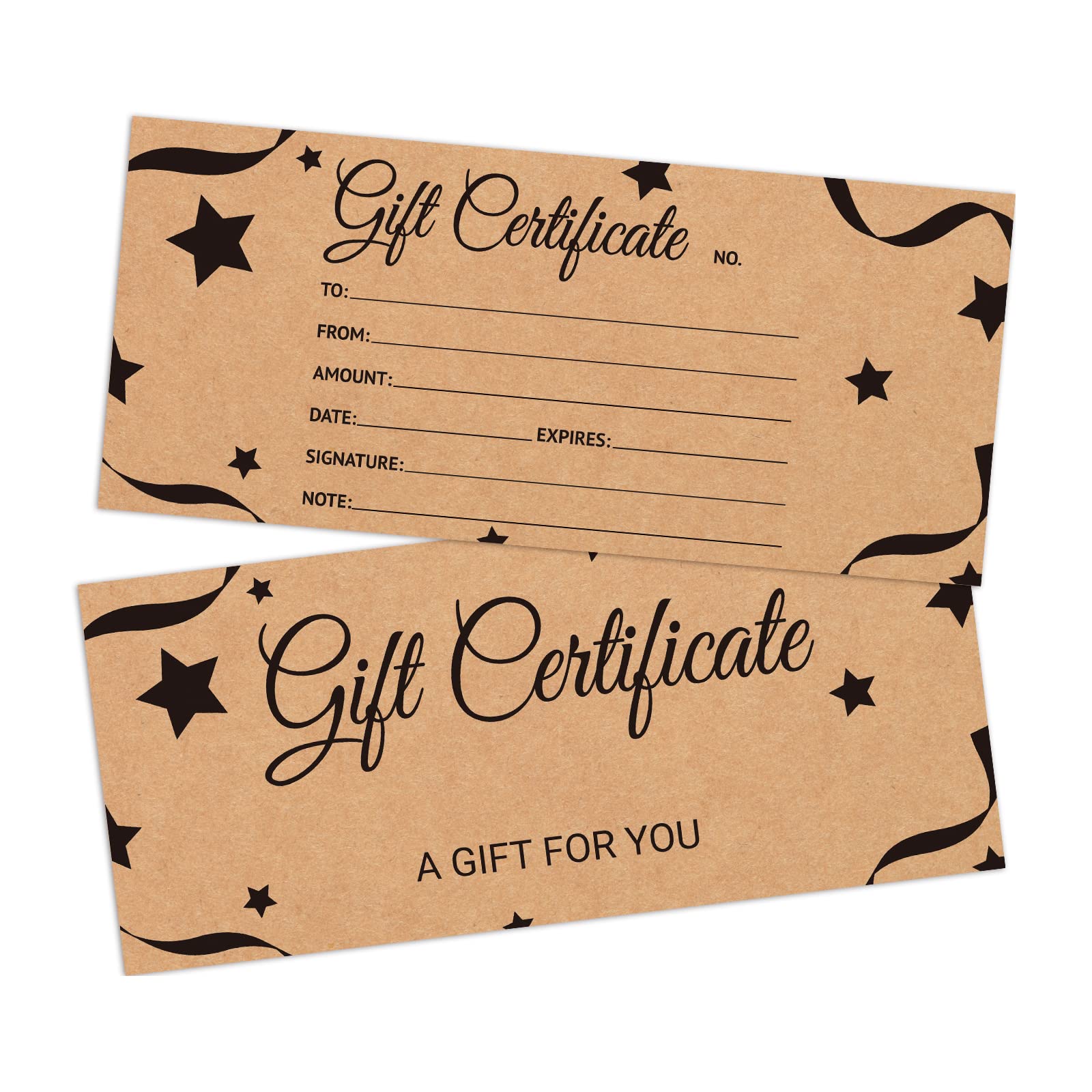 BPFY 50-Pack 4x9 Inch Blank Gift Certificate Cards - Rustic Vouchers for Business, Spa, Salon & Restaurants - Perfect for Holidays, Birthdays, Anniversaries & Baby Showers (Great for Small Business Promotions & Customer Appreciation Gifts)