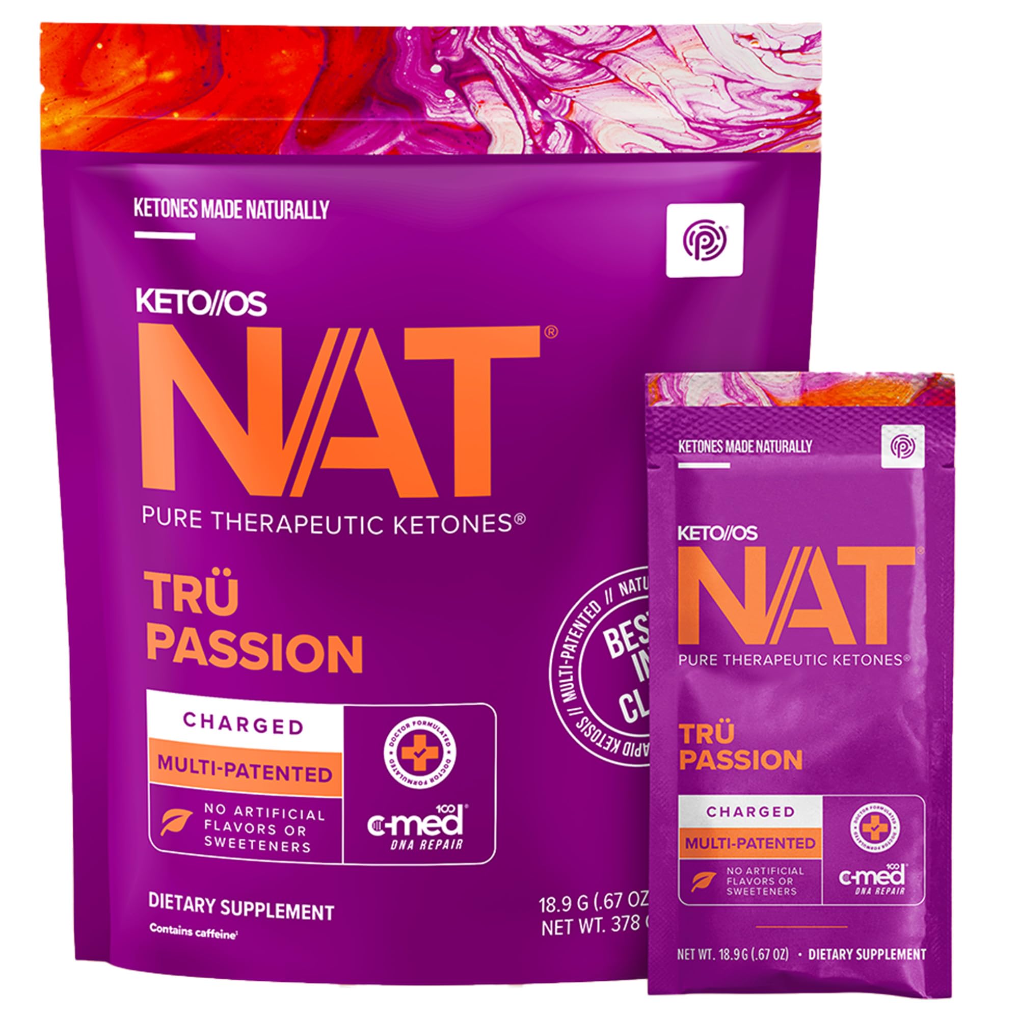 PRÜVIT Keto//OS NAT® Tru Passion Ketogenic Supplement (20 Count) - Supports Ketosis & Energy Boost for Low-Carb Diet | Perfect for Weight Management & Fitness Enthusiasts