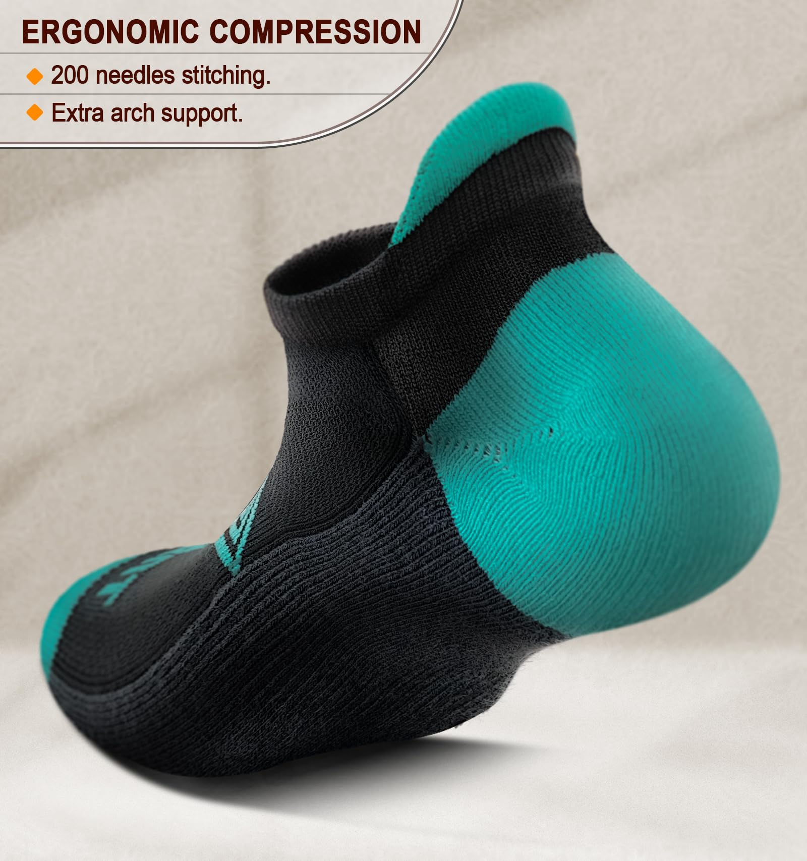 BULLIANT Women's Athletic Socks 6-Pack - No Show Cushioned for Running & Walking with Arch Support - Gym & Daily Wear