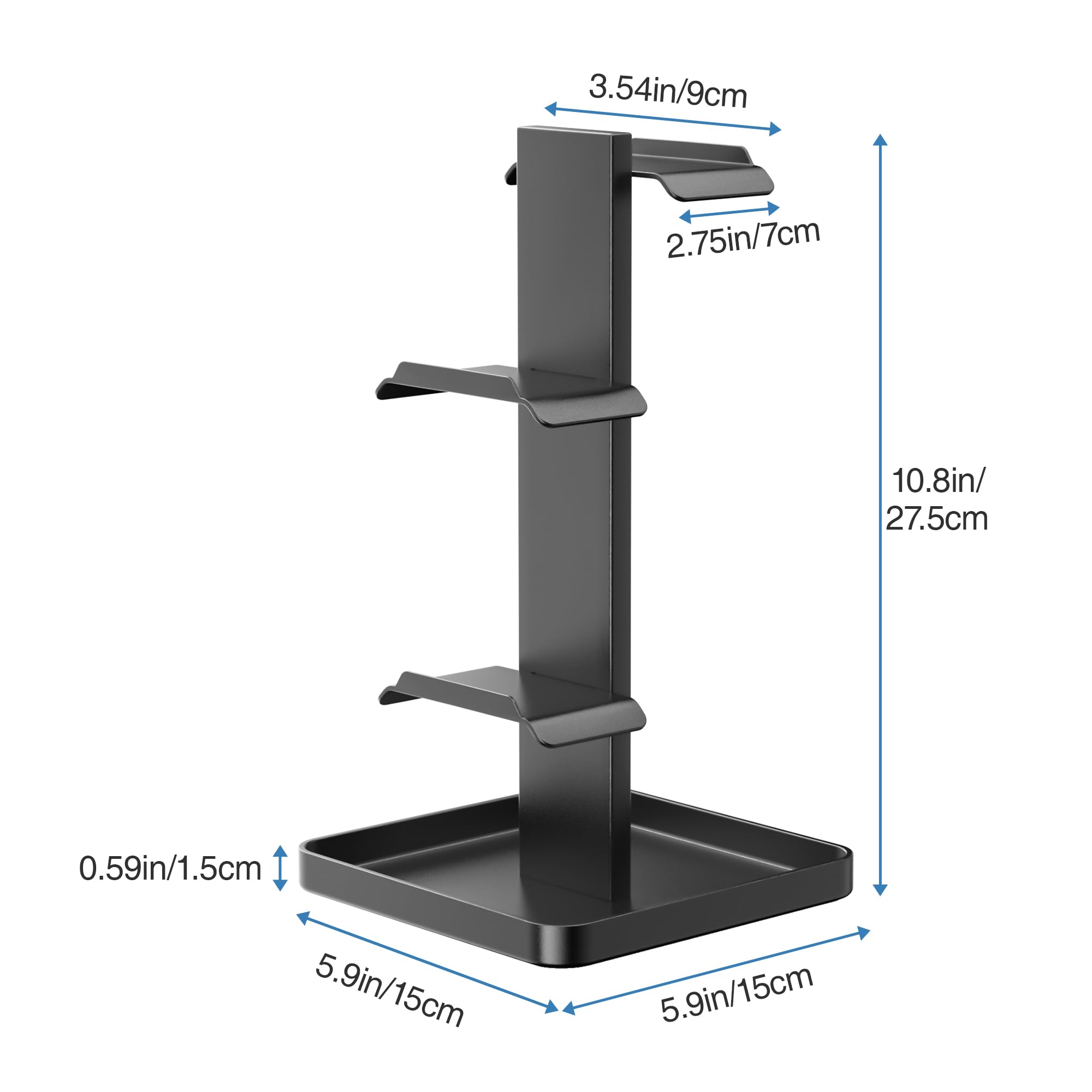 Premium Metal Headphone Stand with Controller Holder - Upgraded Stability Gaming Headset Stand with Bottom Storage for Headphones, Switch, iPad, PS4, PS5 & Mobile Phones | Perfect for Gaming Setup & Workspace Organization