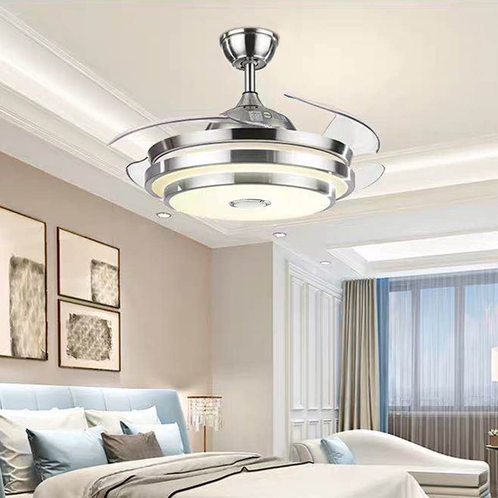 42 Inch Smart Bluetooth Ceiling Fan with LED Lights - Remote Control, Music Player & Dimmable Chandelier for Living Room, Bedroom & Restaurant | Modern Home Decor & Cooling Solution