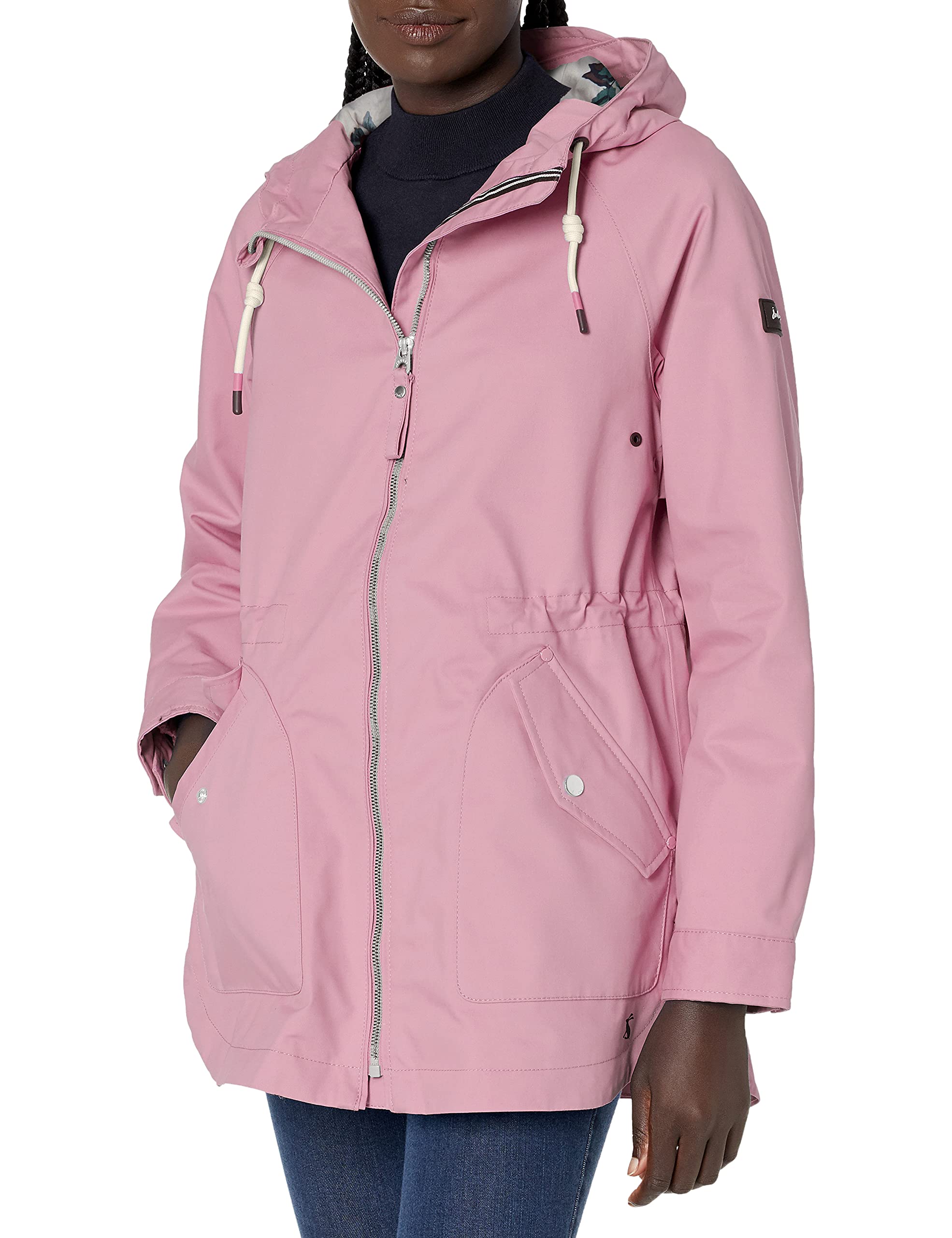 Joules Women's Waterproof Raincoat with Hood - Lightweight Windproof Jacket for Outdoor, Commuting & Travel | Fashionable Rainwear for All Seasons