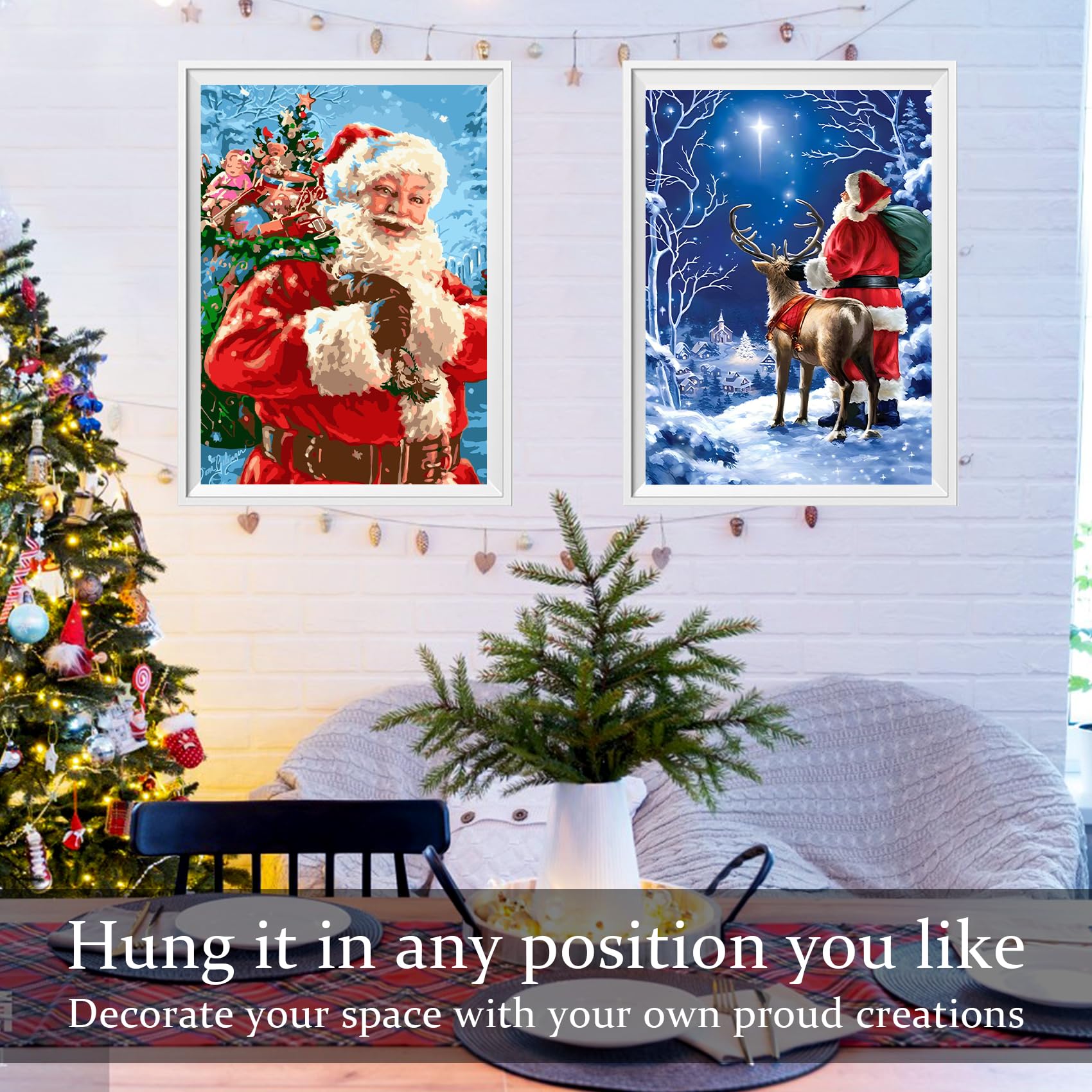Santa on Snowy Night Paint by Numbers Kit for Adults - DIY Christmas Canvas Art, Holiday Home Decor & Indoor Wall Decoration | Perfect Gift for Christmas, Relaxing Art Therapy & Festive Seasonal Decor
