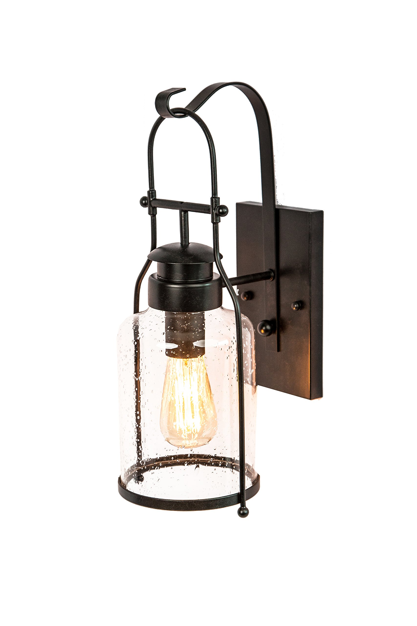Rustic Wall Light Lantern - Vintage Industrial Loft Style with Rubbed Bronze Powder Coat & Milk Glass Shade | Perfect for Farmhouse, Cabin, or Modern Home Decor