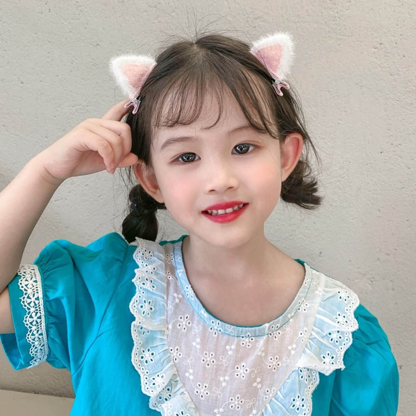 LUOZZY 10 Pcs Cat Ears Hair Clips for Girls - Cute Plush Cartoon Animal Hair Barrettes in Pink, Purple, Blue & Yellow | Toddler Hair Accessories for School, Parties & Daily Wear