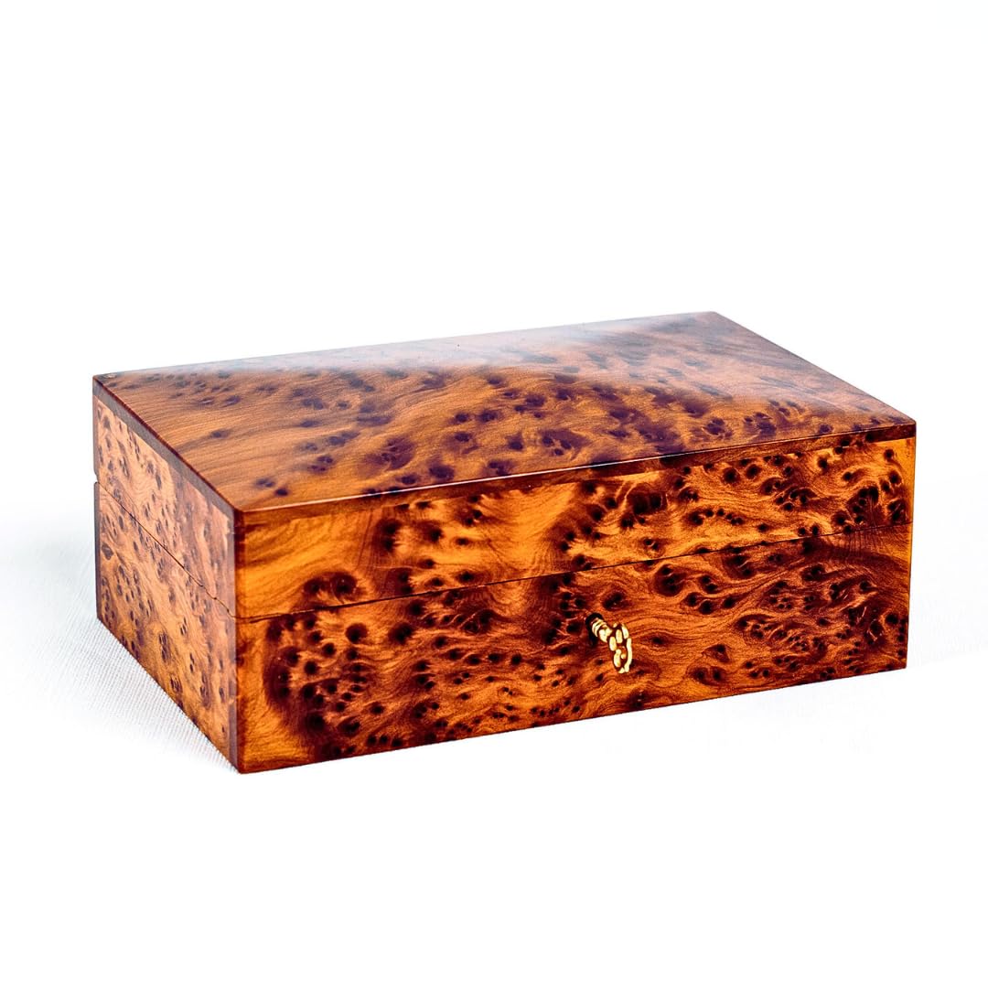 **Hand Carved Wooden Jewelry Box with Lock - Antique Multipurpose Storage Organizer for Keepsakes, Rings & Necklaces - Large Decorative Art Box for Home, Vanity & Gift Giving**