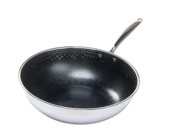Premium Black Cube Ceramic Non-Stick Wok Pan - 11.75 Inch Carbon Steel Stir Fry Pan with QR Code | Perfect for Asian Cooking, Stir Frying, Sautéing & Family Meals