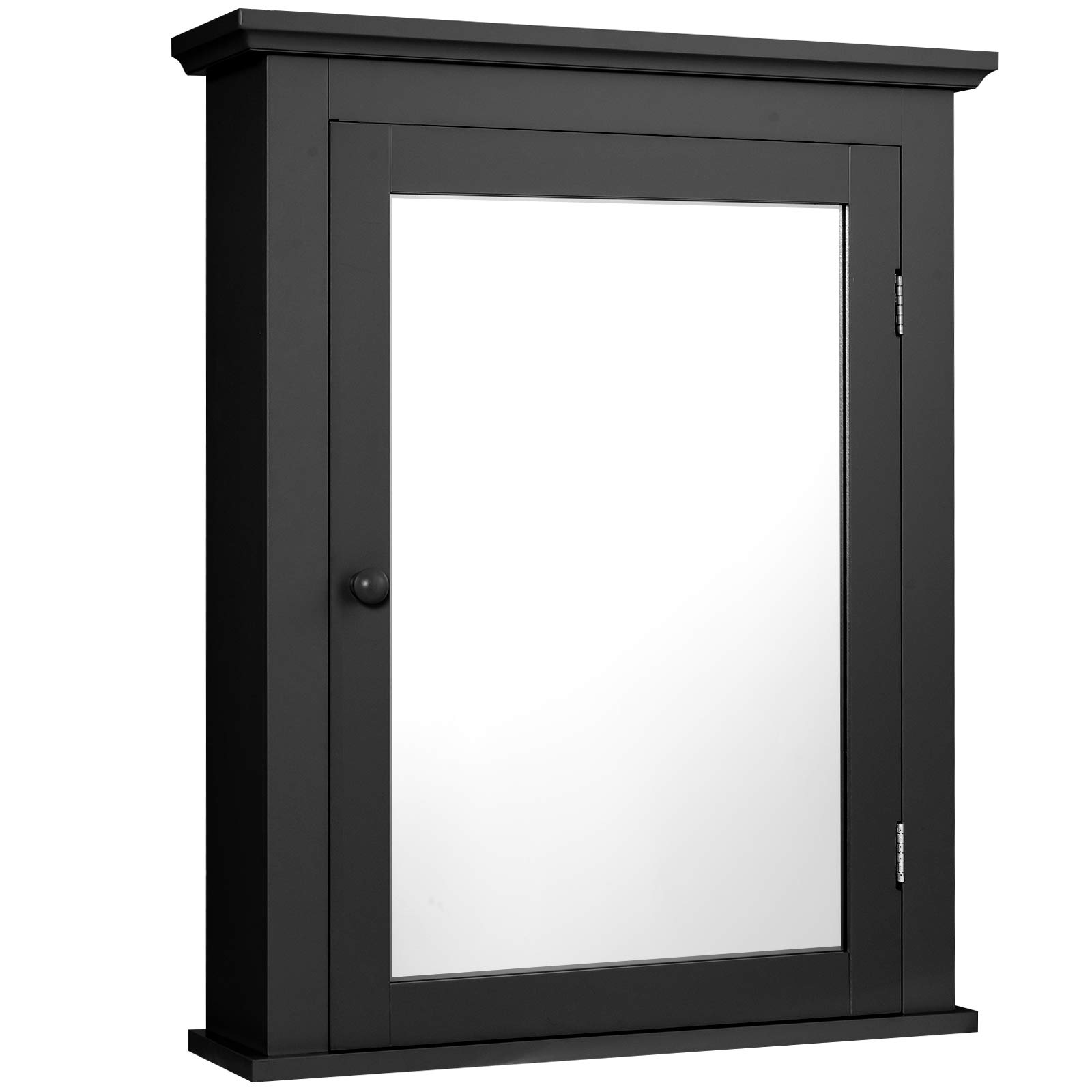 GLACER Wall Mounted Bathroom Mirror Cabinet with Adjustable Shelf - 22 x 6 x 27.5 Inches Black Medicine Cabinet for Bathroom, Living Room & Cloakroom - Perfect for Small Space Organization & Stylish Home Decor