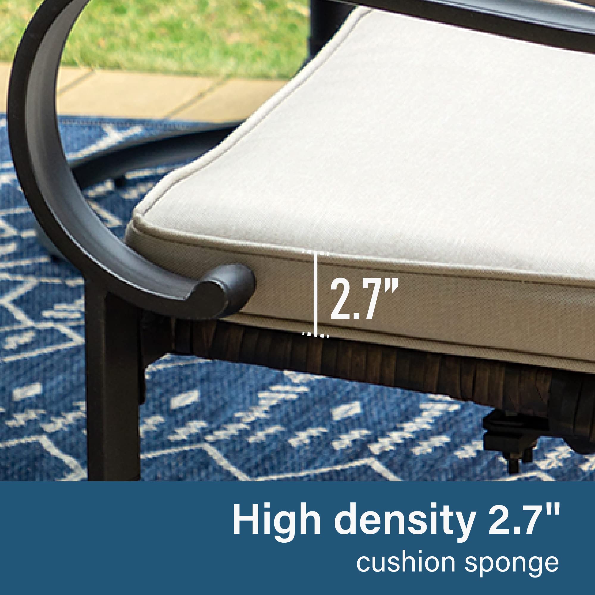 7-Piece Outdoor Patio Dining Set with 6 Chairs (2 Swivel) & Metal Table (1.9