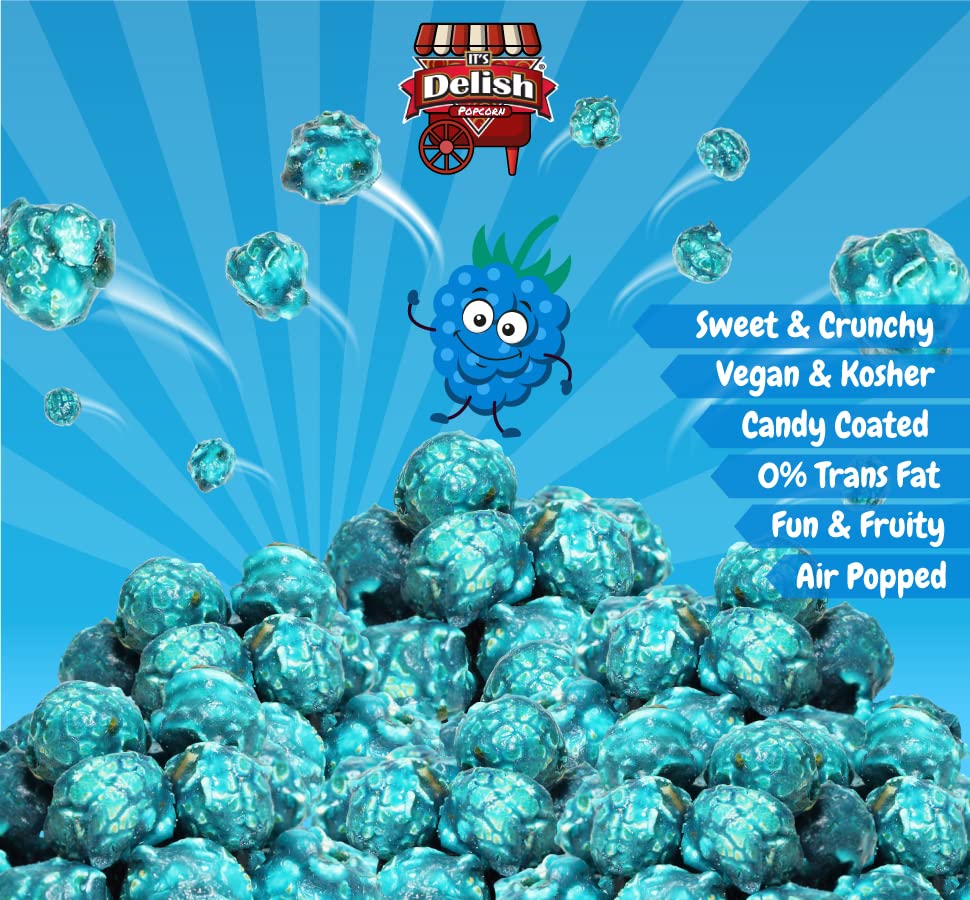 Gourmet Blue Raspberry Flavored Popcorn - 5 lbs Bulk Bag | Air Popped, Gluten Free, Vegan & Kosher Snack | Perfect for Birthday Parties, Movie Nights & Events | Fruity Blue Candy Confetti Style Popcorn by It's Delish