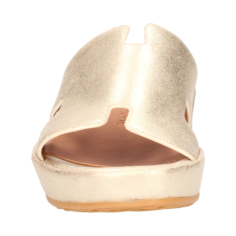 Catiana Slip-On Sandals for Women - Gold Stardust Suede Comfortable Summer Shoes | Perfect for Beach, Vacation & Casual Outfits