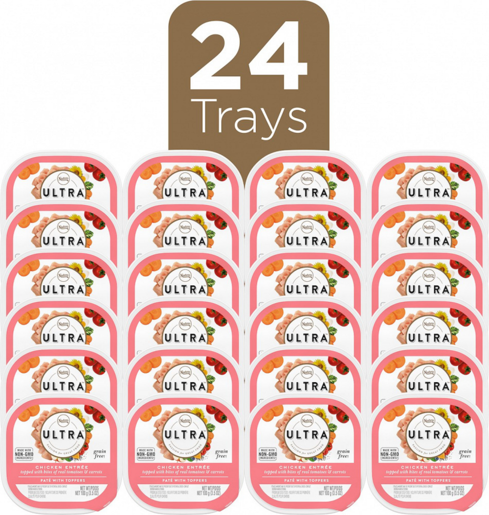 Nutro Ultra Grain-Free Chicken Entree Pate with Tomatoes & Carrots - Premium Wet Dog Food for Adult Dogs - High-Protein Meal for Healthy Skin & Coat - Perfect for Picky Eaters & Sensitive Stomachs