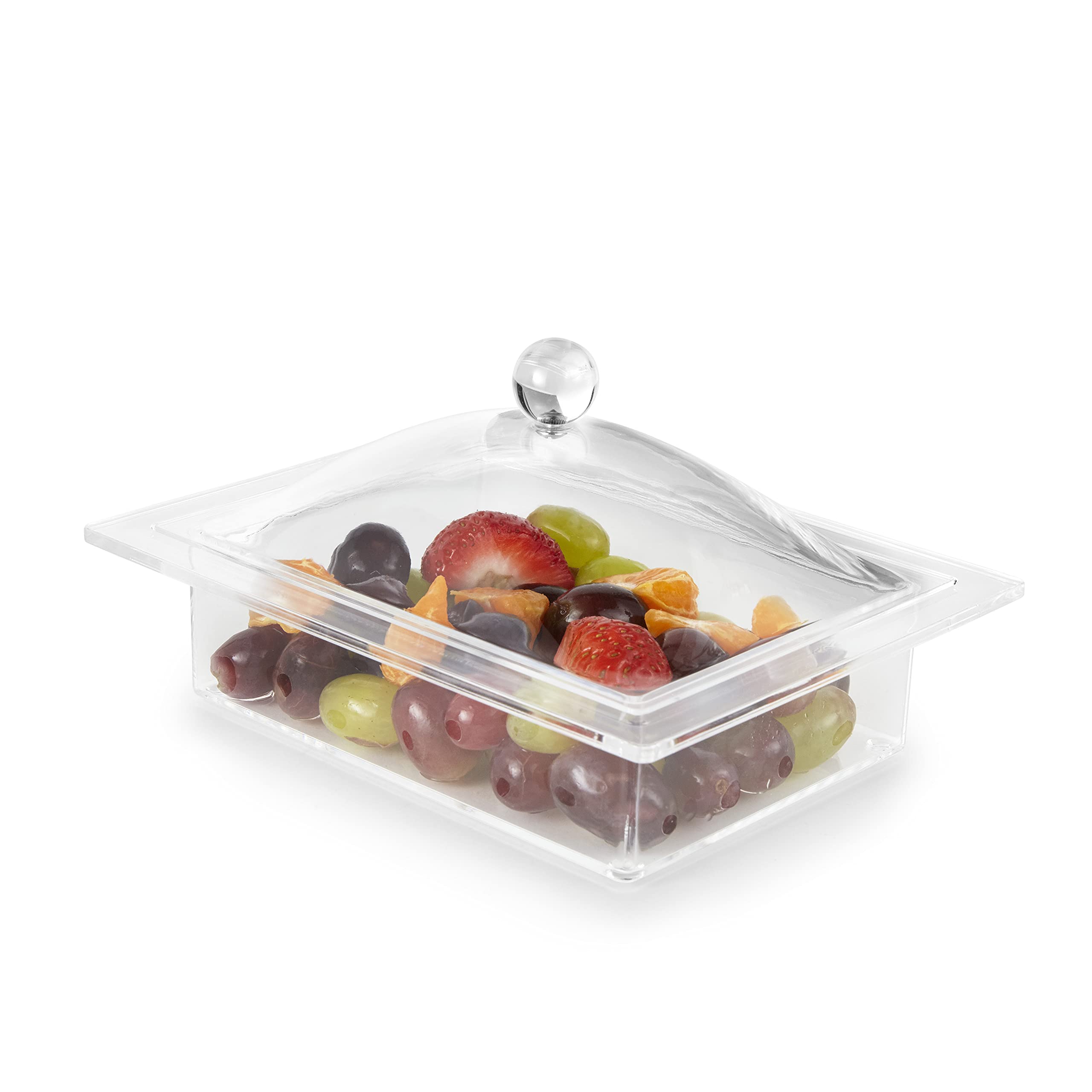 Clear Acrylic Rectangle Appetizer Serving Tray with Lid - Durable & Easy Clean Food Display Dish for Parties, Weddings, Holidays | Perfect for Entertaining, Gifting & Home Use | Great for Cheese, Fruits, Desserts & Charcuterie Boards