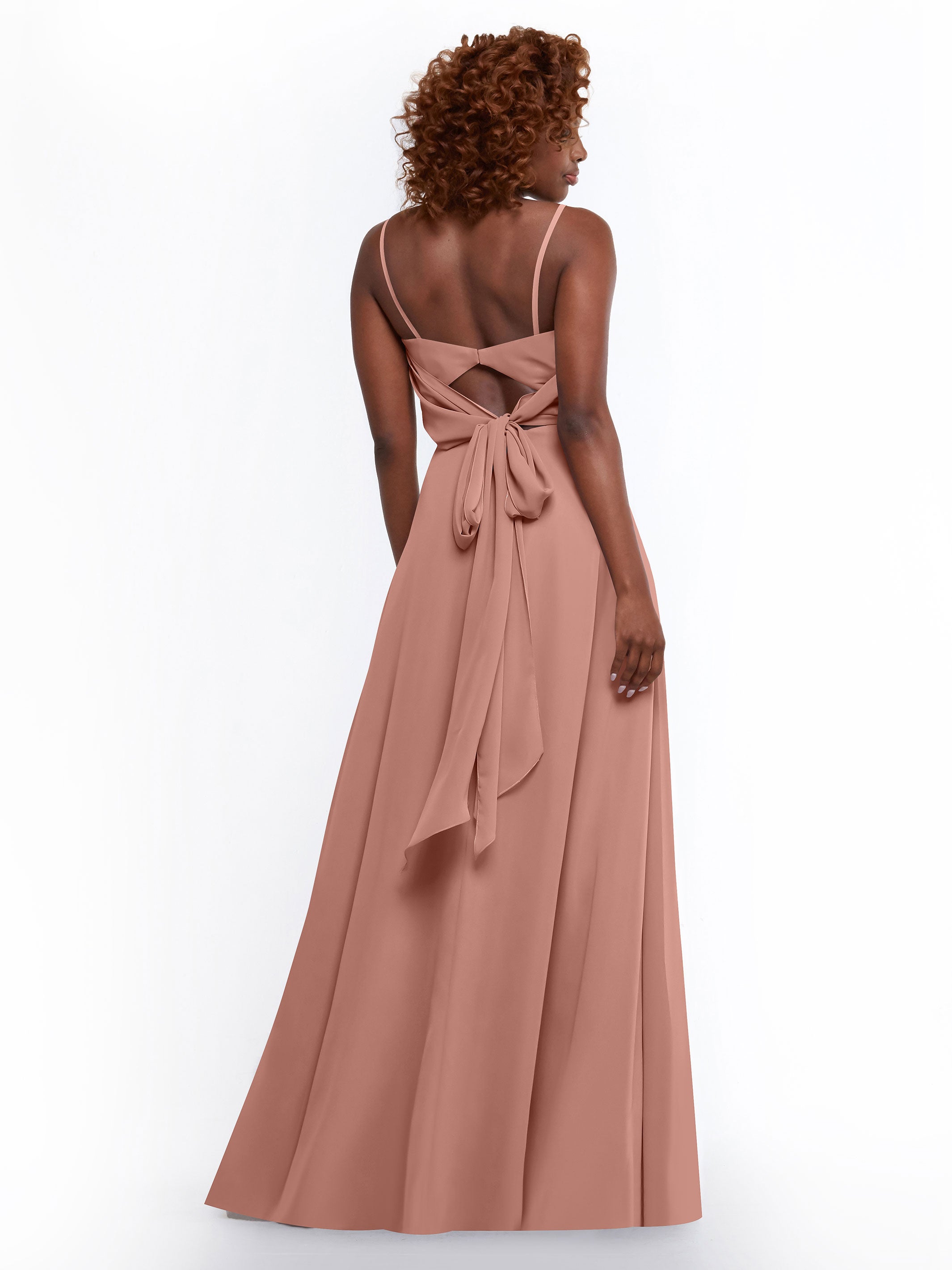 Elegant A-Line Bridesmaid Dresses with Flowy Chiffon Skirt & Thigh High Slit - Perfect for Weddings, Formal Events & Special Occasions