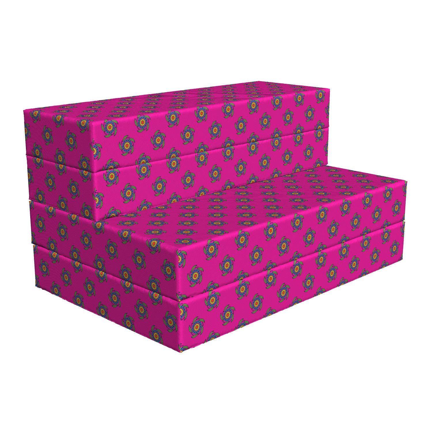 Ambesonne Hot Pink Foldable Mattress with Windmill Floral Design - 74.8