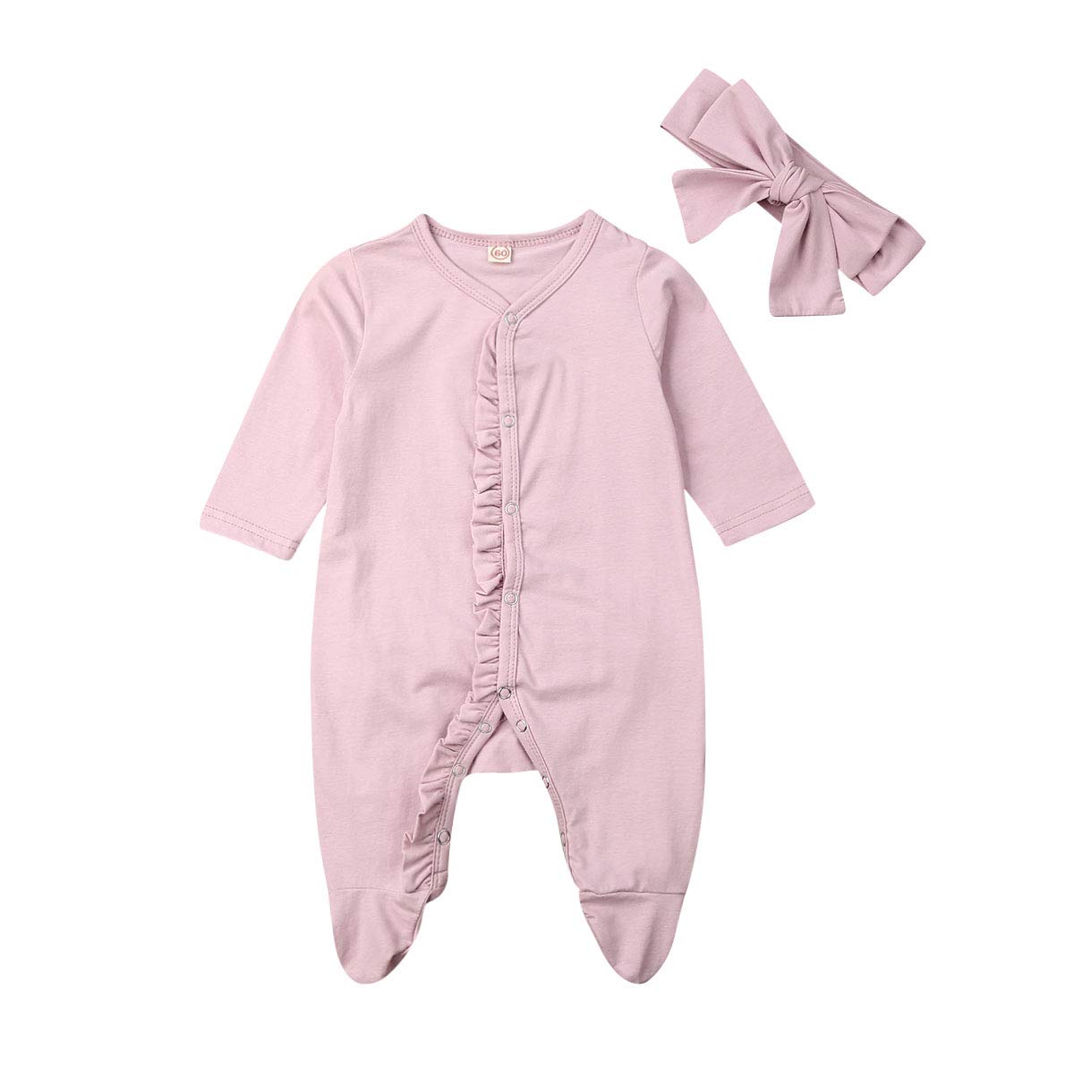 Newborn Baby Girl & Boy Ribbed Ruffle Footed Romper Onesie - Soft Zipper Jumpsuit for Fall & Winter Outfits | Perfect for Playtime, Photo Shoots & Daily Wear