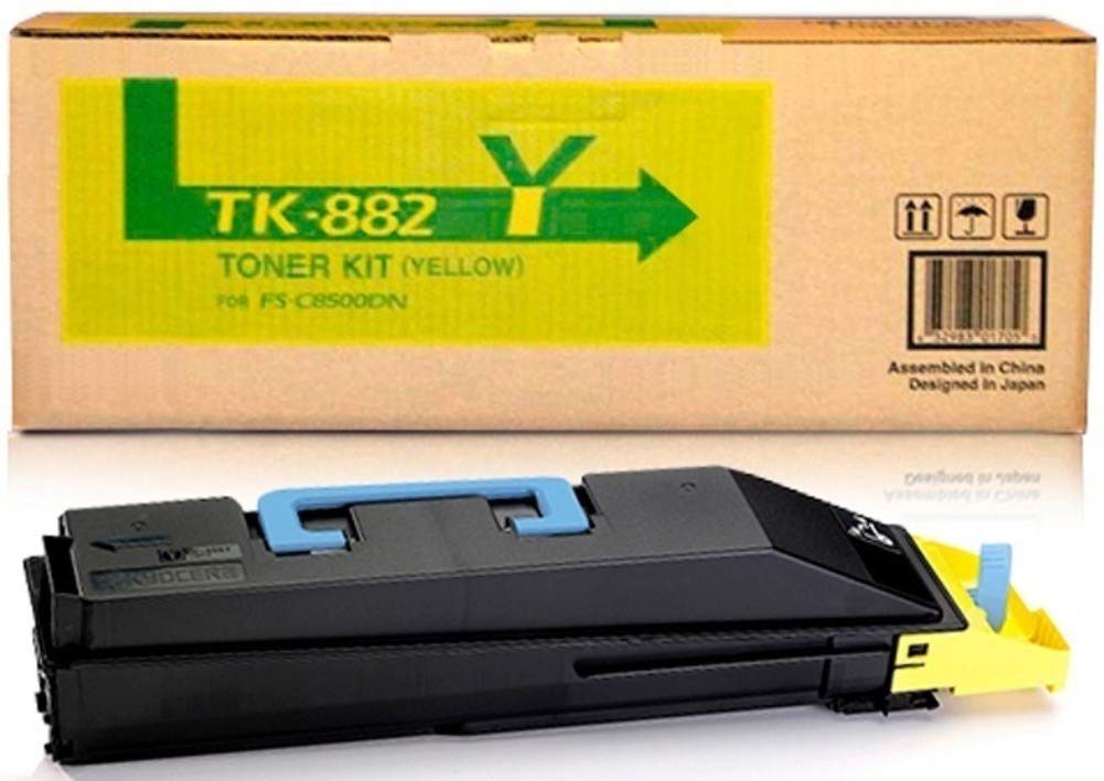 KYOCERA TK-882Y Yellow Toner Cartridge (1T02KAAUS0) - Compatible with ECOSYS FS-C8500DN Color Laser Printer - High Yield 18,000 Pages at 5% Coverage - Ideal for Office Printing, Business Documents & Color Reports