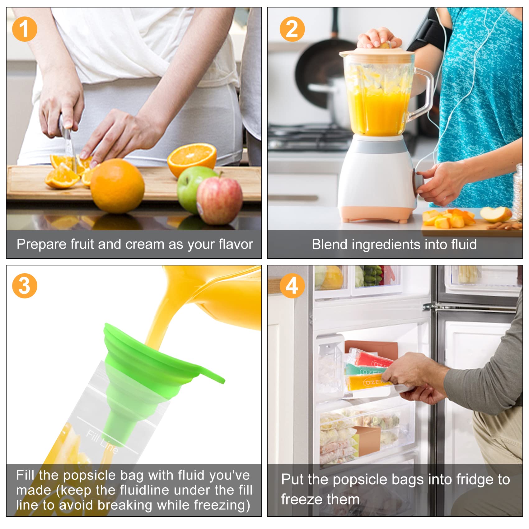 150 Pack Popsicle Bags with Funnel - Reusable Ice Pop Molds for Kids & Adults - Perfect for DIY Healthy Snacks, Yogurt, Fruit Smoothies - Great for Summer Treats, Party Favors & Homemade Desserts