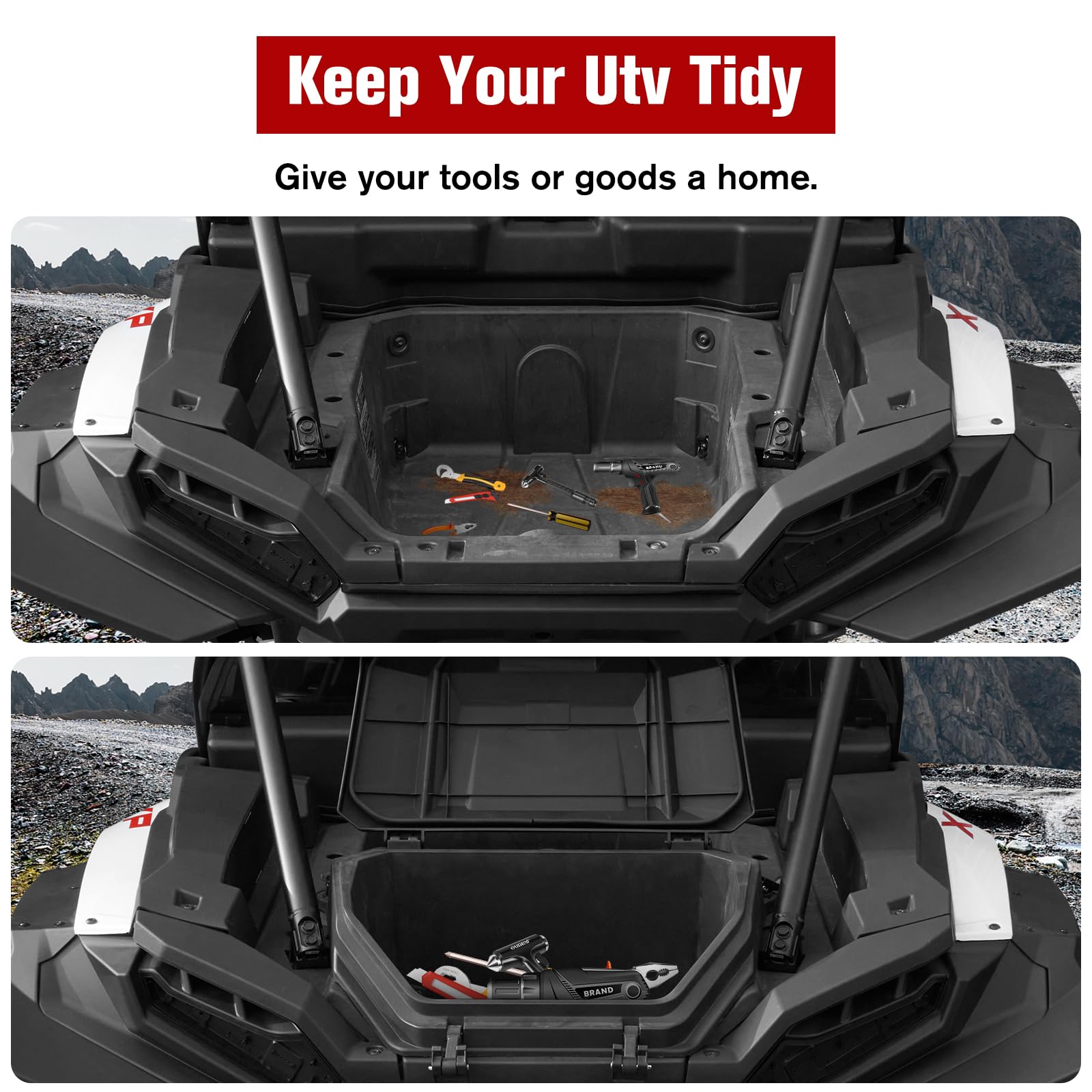 2024 Polaris RZR XP 1000 Rear Cargo Storage Box - 55 QT Durable Trunk Bin for UTV Accessories (Fits XP 1000/XP 4 1000) - OEM #2884525 Replacement - Black - Perfect for Off-Road Adventures & Gear Organization