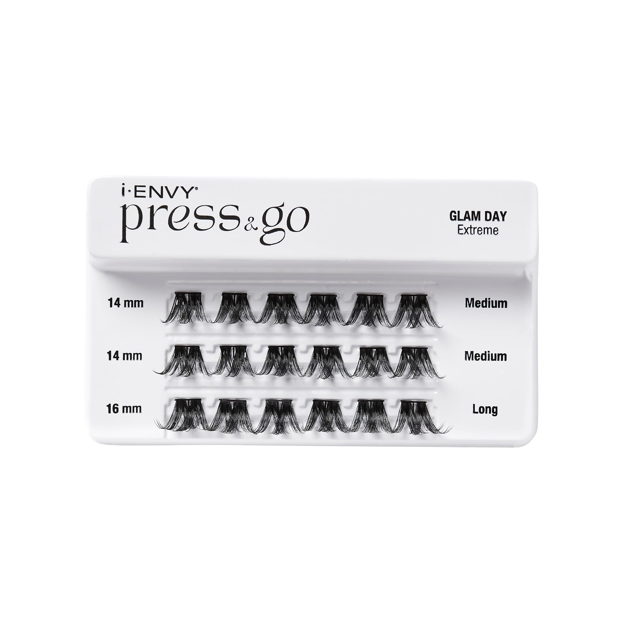 i-ENVY Press&Go Self-Adhesive Eyelash Clusters - No Glue Needed False Lashes for Easy 1-Step Application | No Damage or Residue | Perfect for Daily Wear, Parties & Special Occasions (Glam Day Extreme)