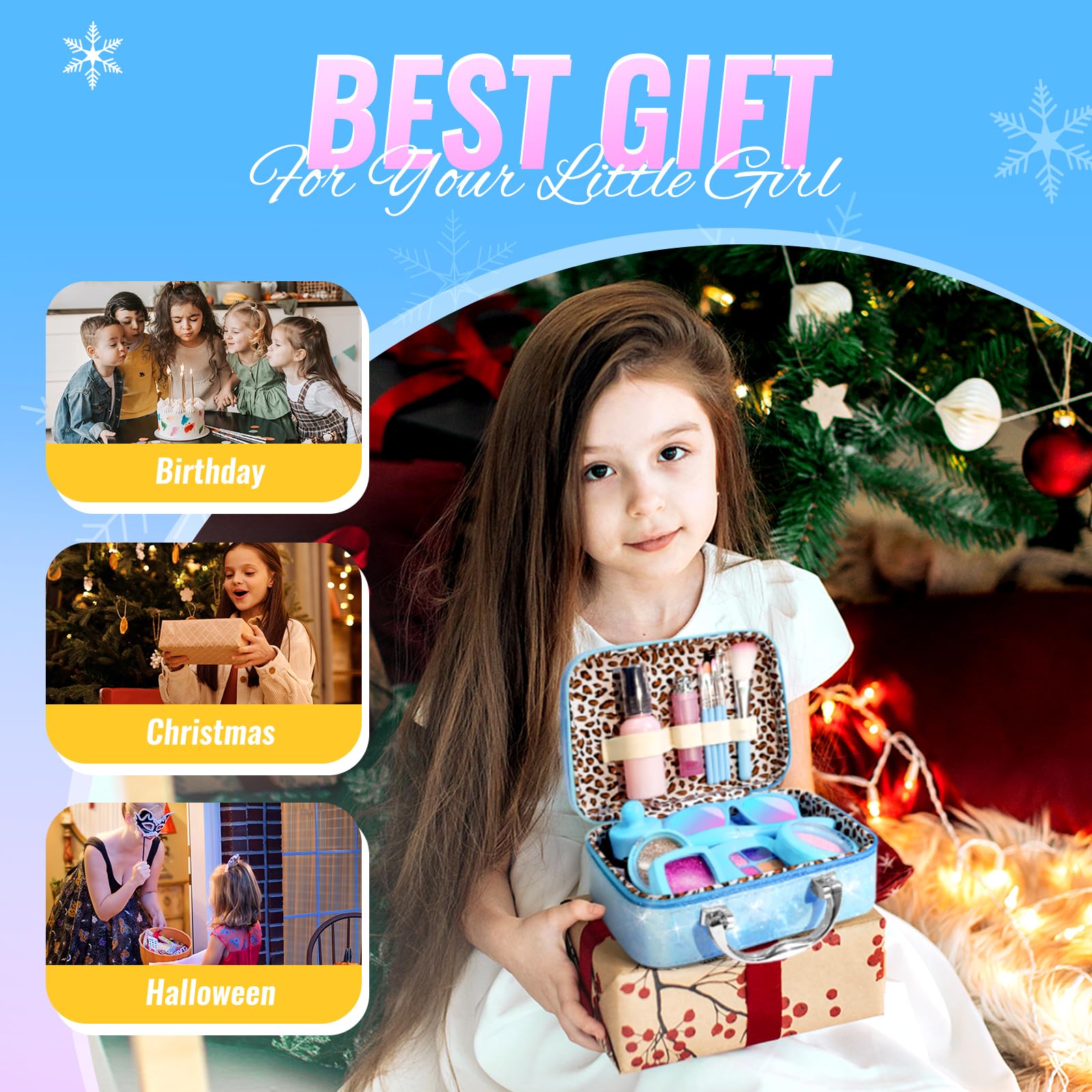 INNOCHEER Pretend Play Makeup Set for Toddlers & Kids - Frozen Themed Toy Cosmetic Kit for Girls Age 3-8 - Safe Non-Toxic Fake Makeup for Dress Up & Role Play - Perfect Birthday, Christmas & Princess Gift for Little Girls - Great for Pretend Play, Tea Parties & Dress-Up Games