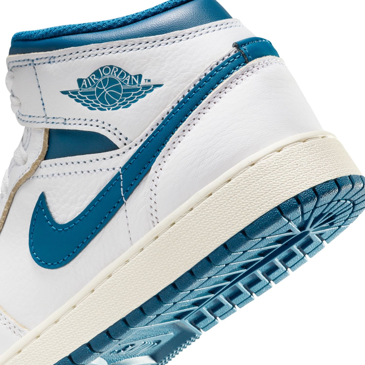 Kids Air Jordan 1 Mid Sneakers - White & Industrial Blue Basketball Shoes for Boys & Girls | Perfect for School, Sports & Casual Wear