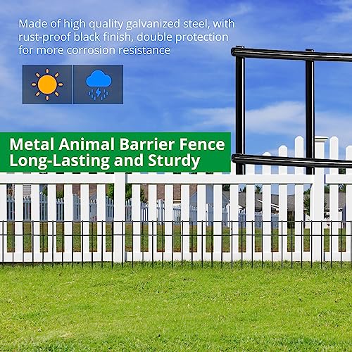 GARVEE 24x15 Inch No Dig Metal Garden Fence - 10 Pack Rustproof Animal Barrier for Dogs, Rabbits & Small Pets | Perfect for Yard, Flower Beds & Vegetable Gardens Protection
