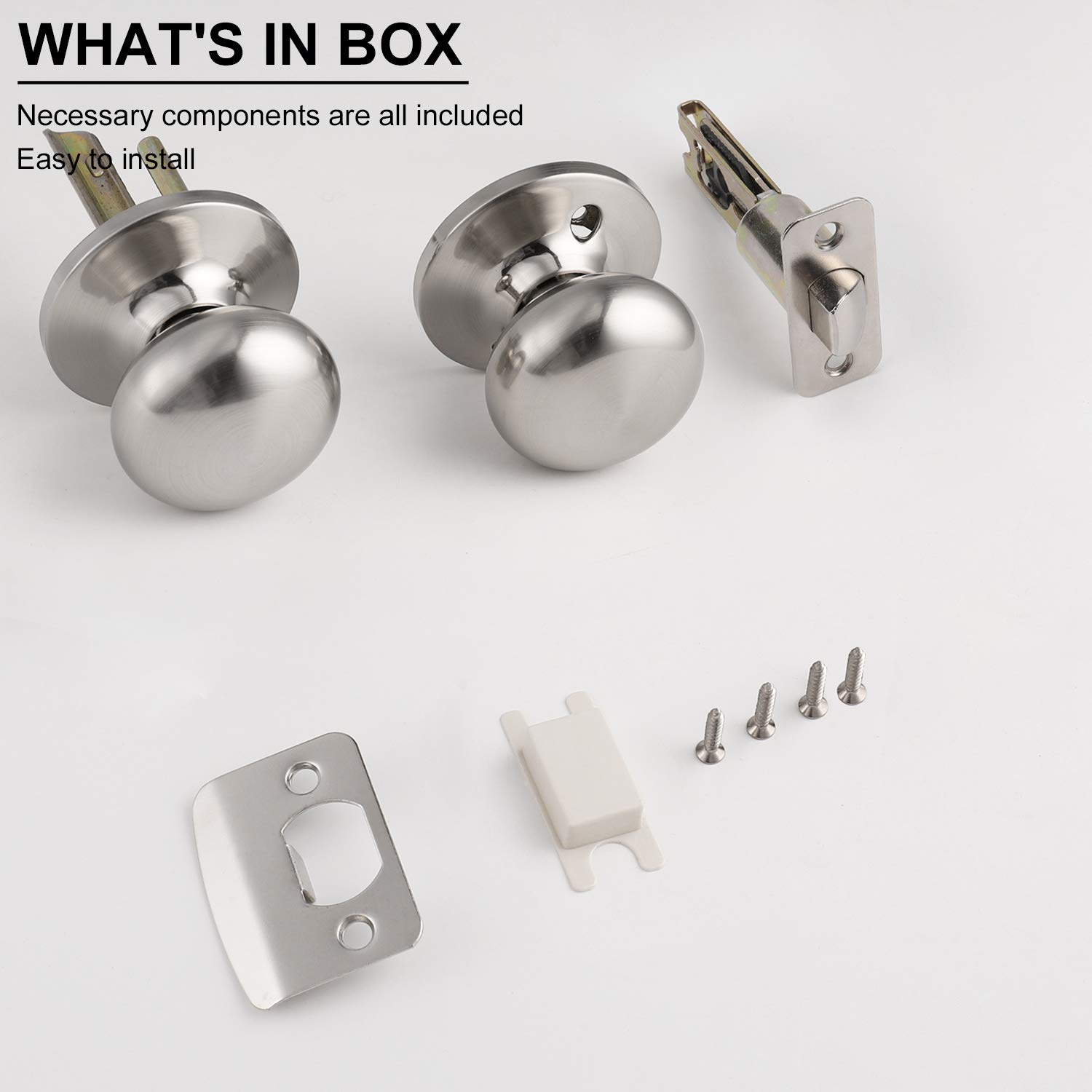 6 Pack Passage Door Knob Sets - Round Interior Door Handles Without Keys - Perfect for Hallways, Closets & Bedrooms - Smooth Operation & Easy Installation