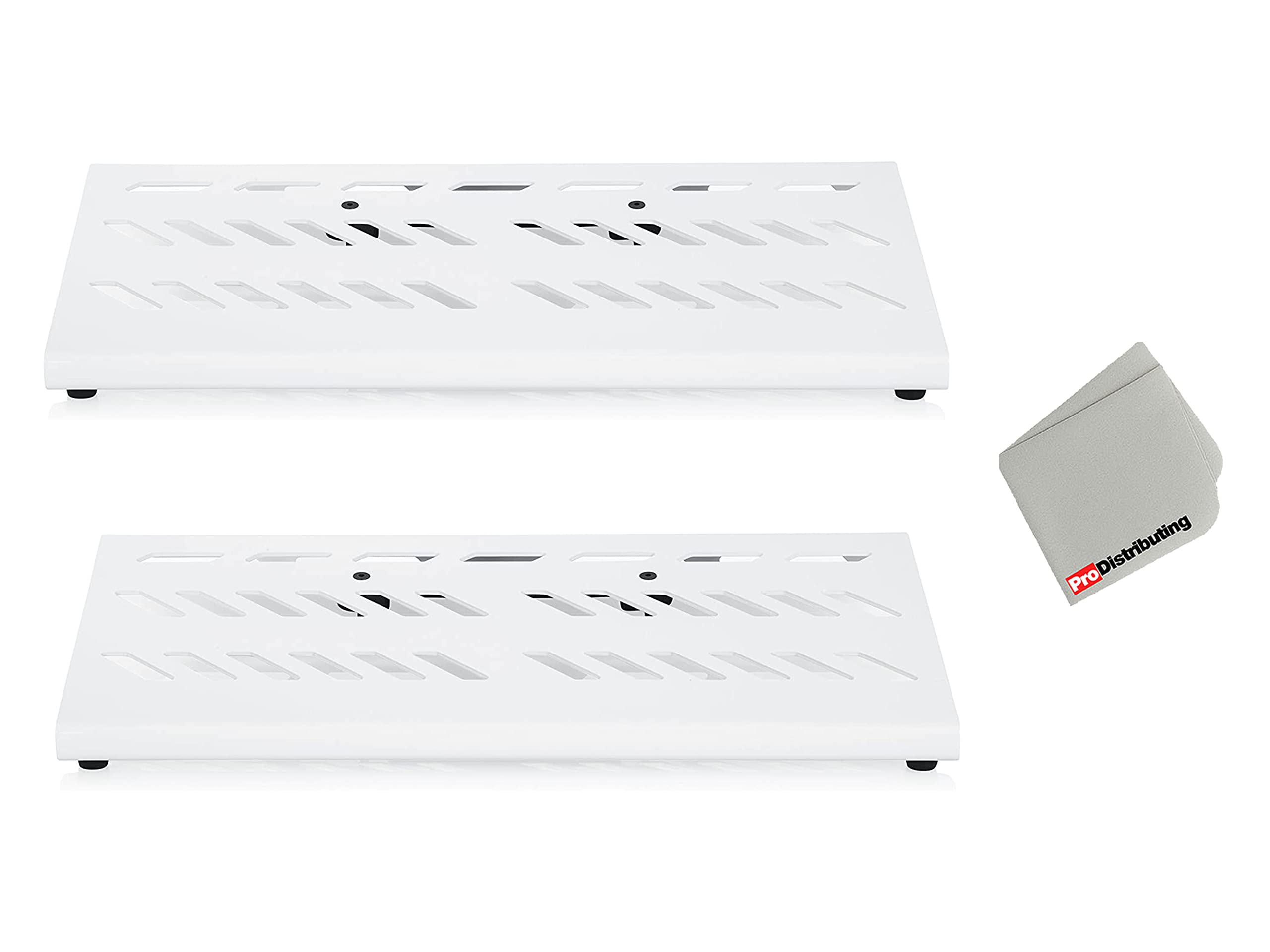 2-Pack Gator Cases Large Aluminum Guitar Pedal Board with Carry Bag - White | Durable Road-Ready Pedalboard for Professional Musicians & Live Performances