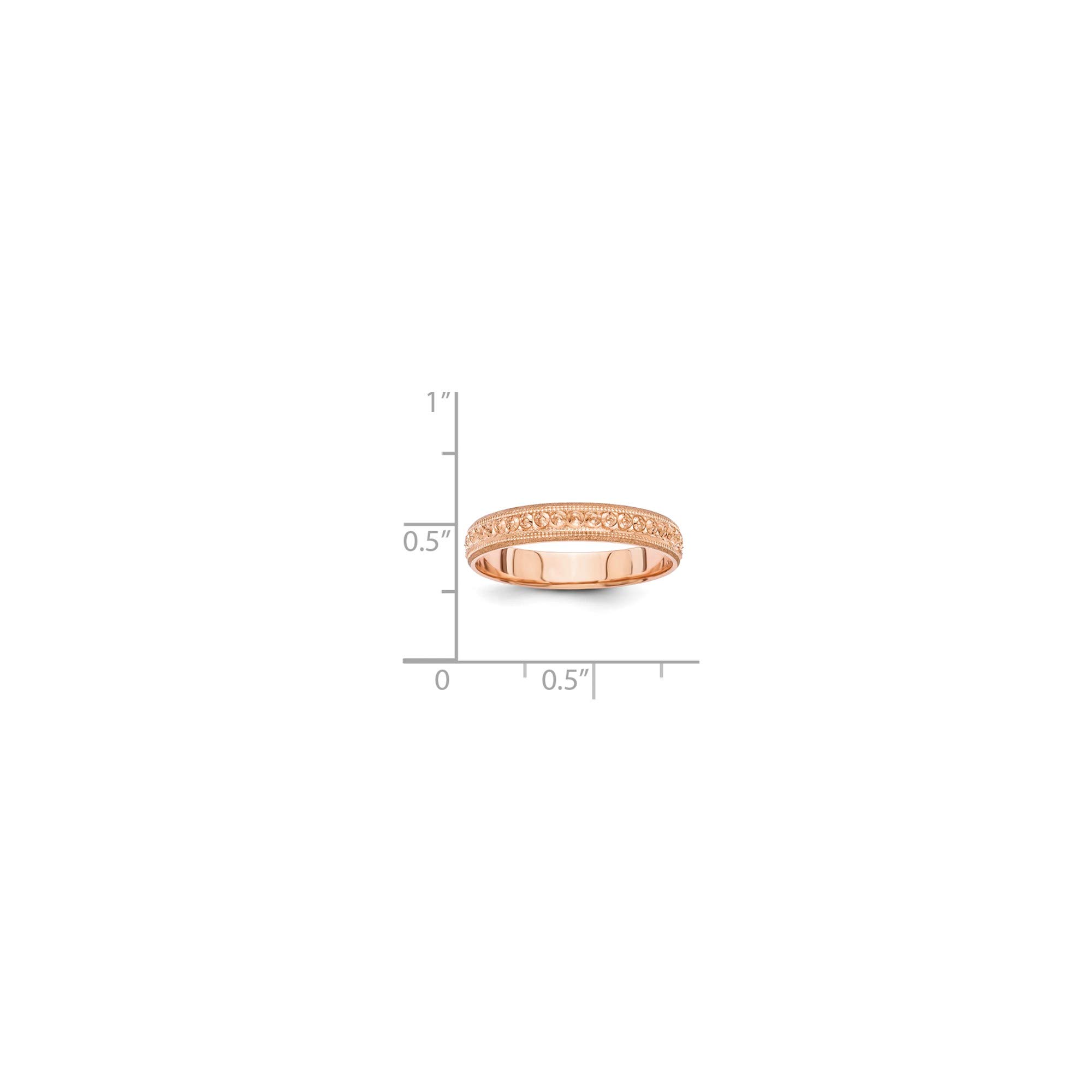 14K Rose Gold 3mm Etched Wedding Band Ring - Size 6, Durable & Elegant Bridal Jewelry for Women - Perfect for Engagement, Anniversary & Romantic Gifts