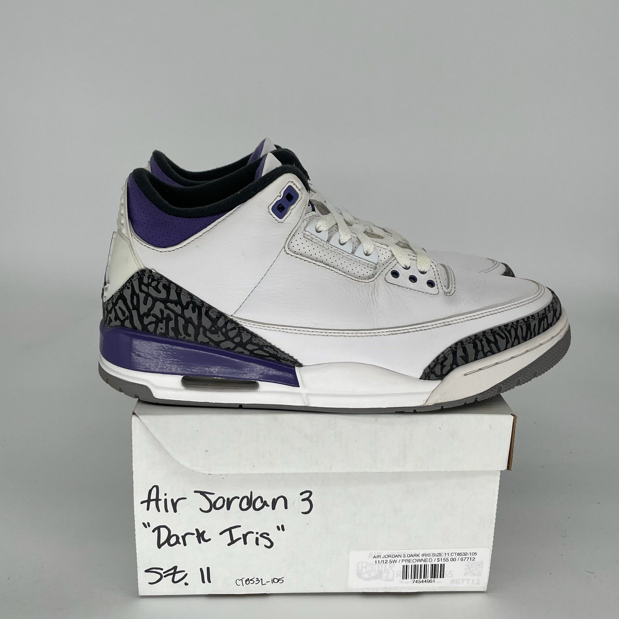 AIR JORDAN 3 DARK IRIS Men's Basketball Shoes - Size 11 (CT8532-105) - Retro Style Sneakers for Casual Wear & Street Fashion