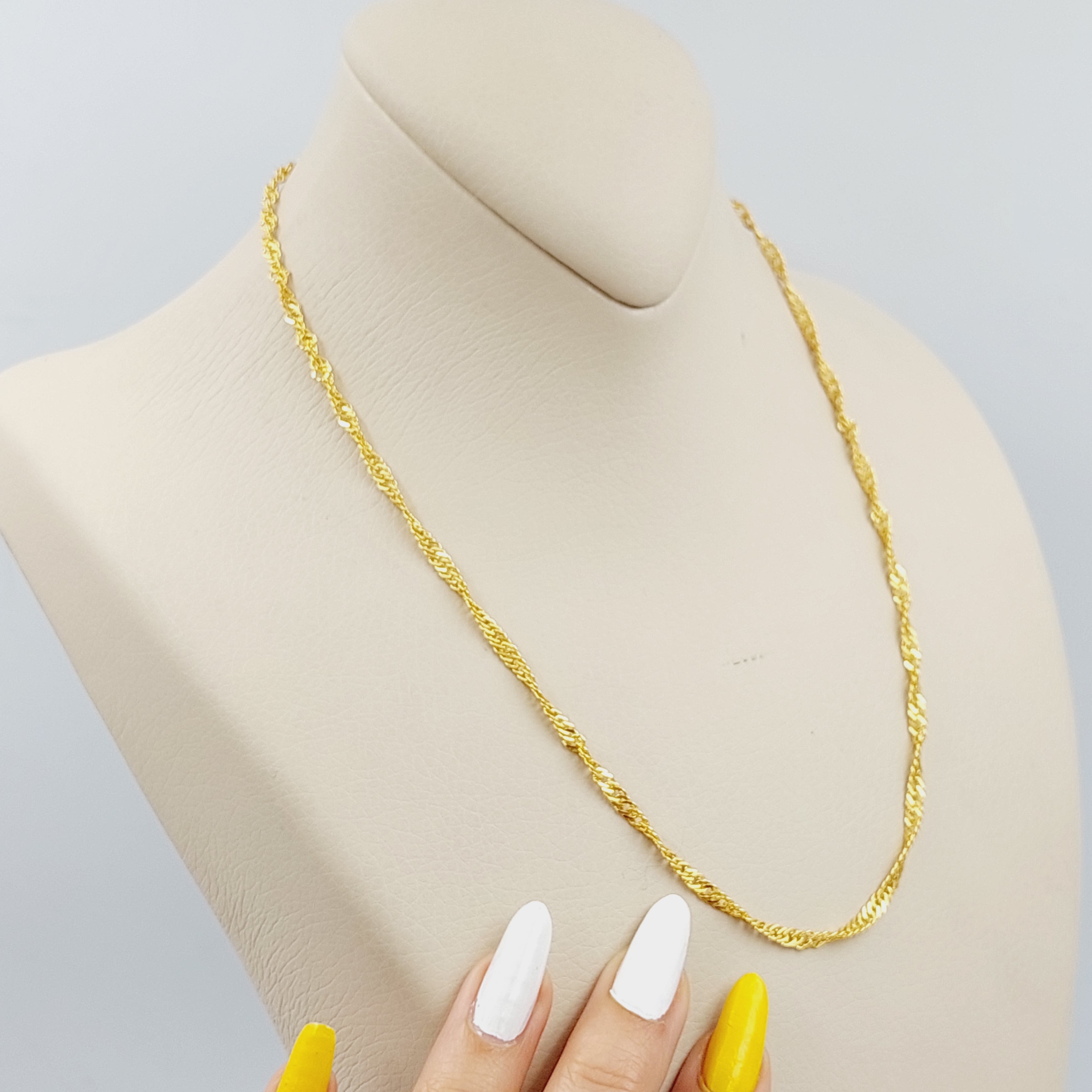 45cm Singapore Chain Necklace for Women - 18K Gold Plated Stainless Steel Jewelry Gift for Birthday, Anniversary, Valentine's Day | Perfect for Layering, Everyday Wear & Special Occasions