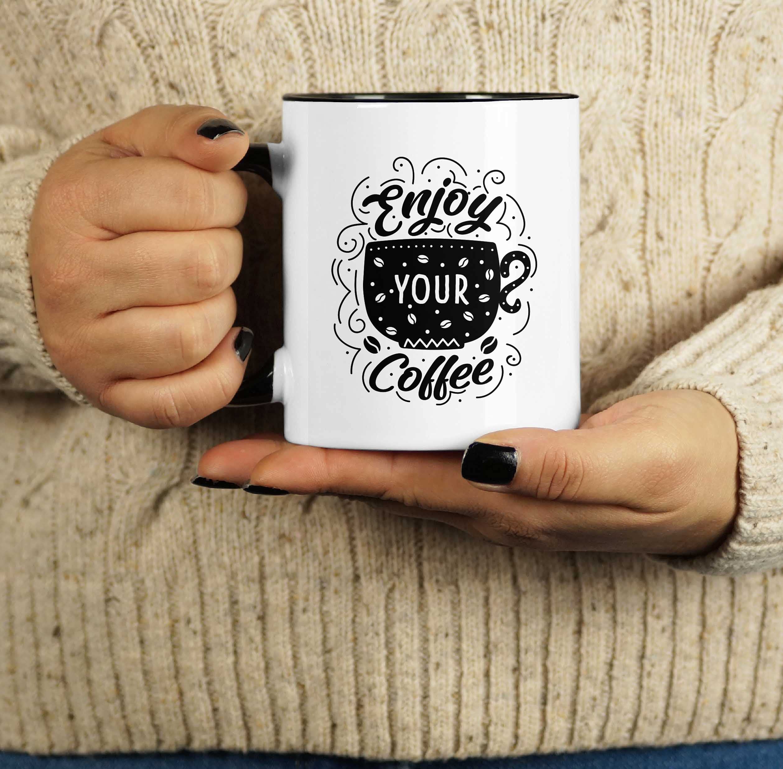 11 Oz Ceramic Coffee Mug - Funny Novelty Gift for Coffee Lovers, Perfect for Brides - Black (AJ) - Ideal for Home, Office & Gifts
