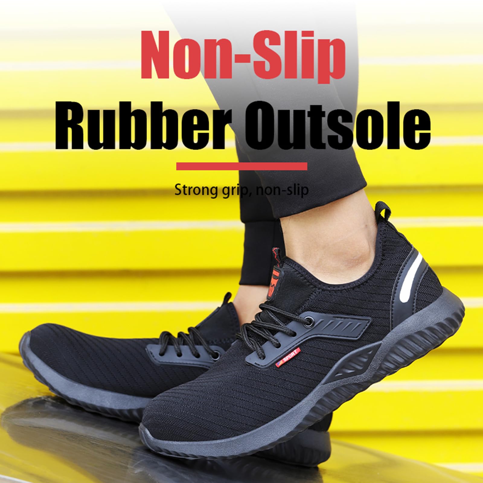 Waterproof Steel Toe Work Shoes for Men & Women - Lightweight Slip Resistant Safety Boots - Comfortable Industrial Sneakers for Construction, Warehouse & Outdoor Work - Black Sizes 5-12