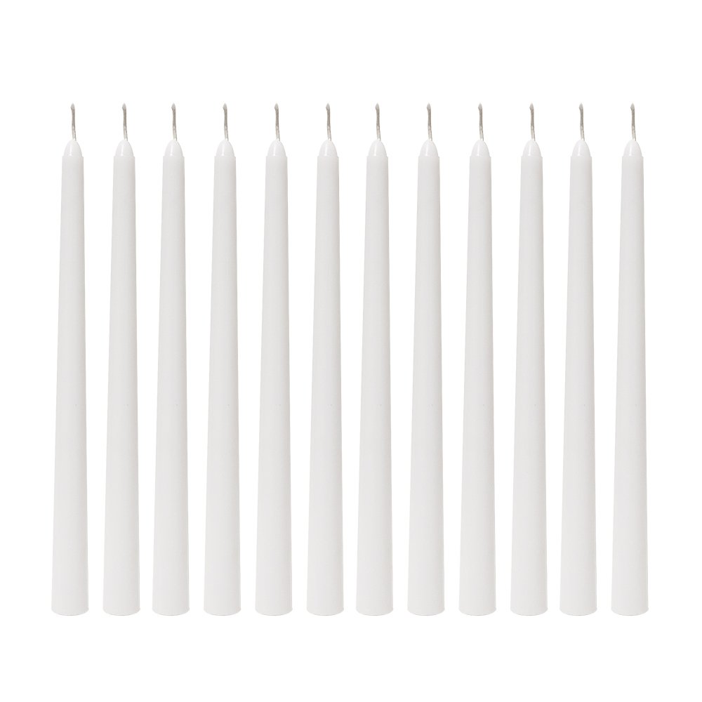 Premium Unscented 10 Inch White Taper Candles - Set of 24 Long-Lasting Dripless Candles for Weddings, Dining, Church & Home Decor