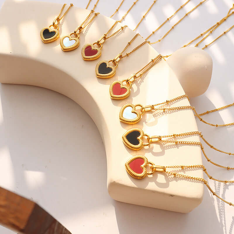 18K Gold Double Sided Heart Pendant Necklace for Women - Elegant Layering Jewelry Gift for Valentine's Day, Anniversary & Special Occasions