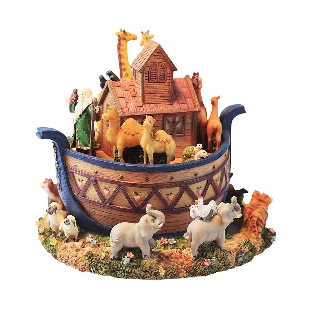 Noah's Ark Rotating Music Box - Handcrafted Resin Animal Model with Melody, Unique Creative Gift for Kids & Collectors | Perfect for Birthdays, Christmas, Home Decor & Musical Souvenirs