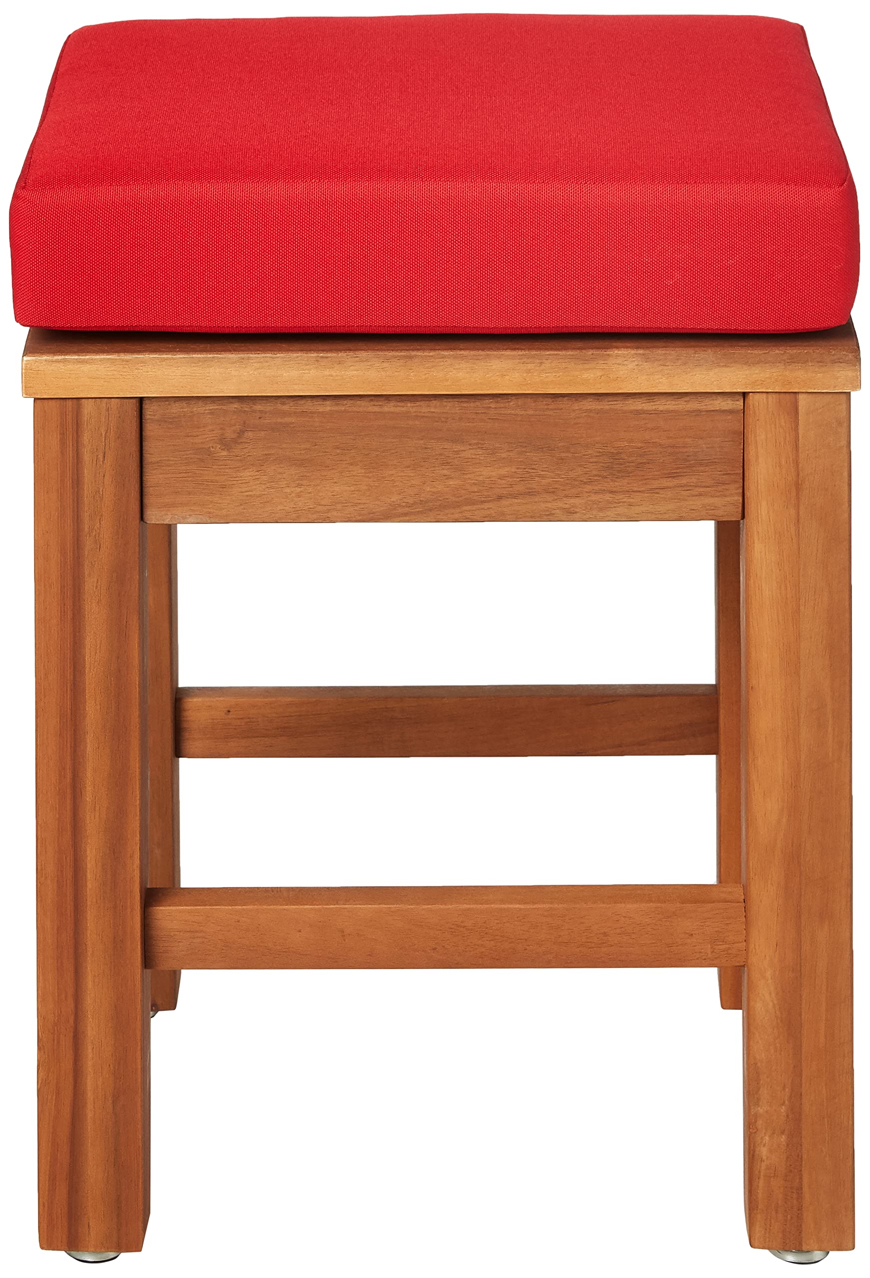 Amazon Aware FSC Certified Outdoor Patio Stools with Cushions - Acacia Wood Set of 2, Natural Finish - Perfect for Garden, Deck, Backyard & Poolside Relaxation