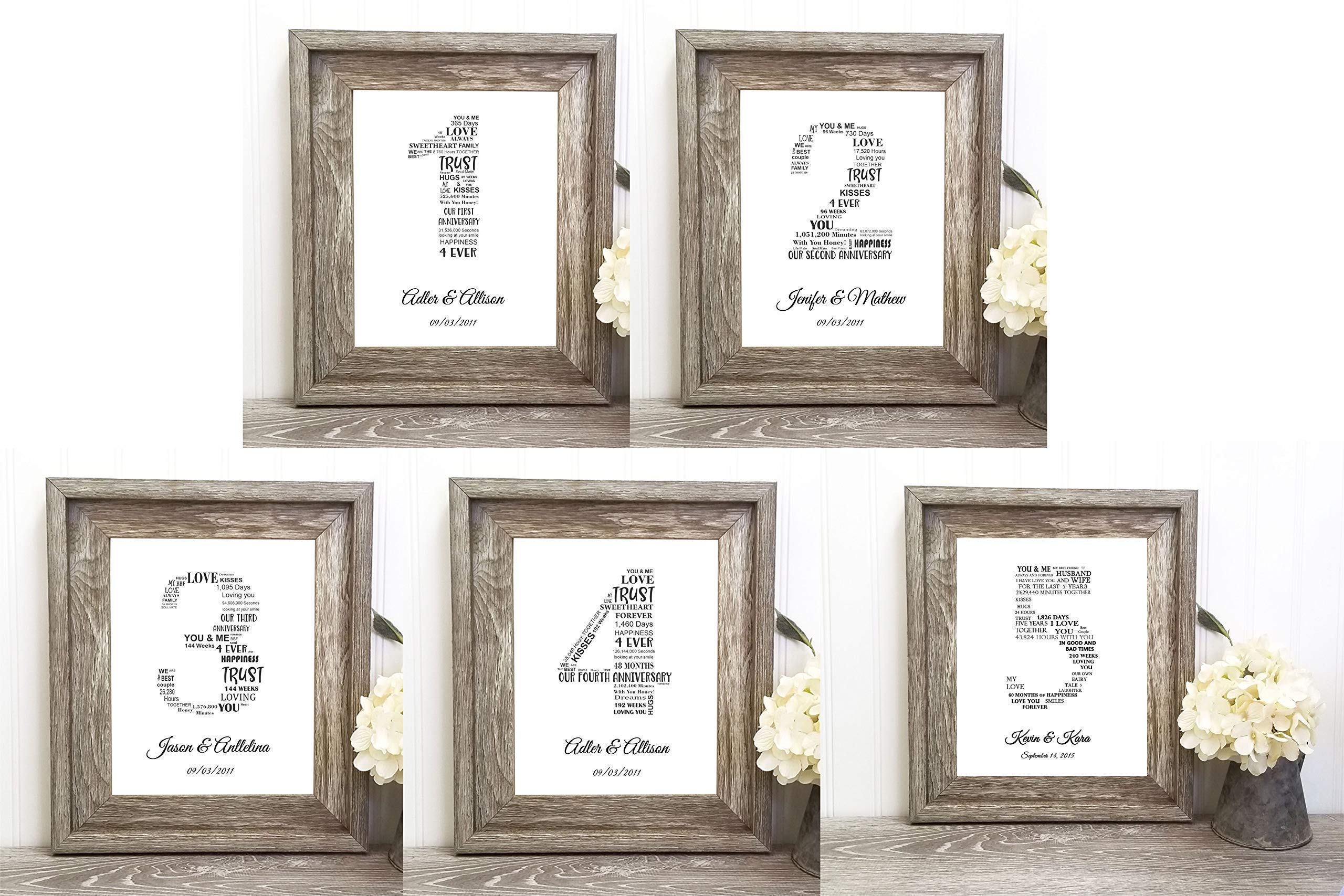 Personalized 1st to 10th Anniversary Gifts for Couples - Custom Framed Keepsake for Husband, Wife, Him or Her - Perfect for Wedding Anniversaries, Romantic Home Decor & Special Occasion Presents