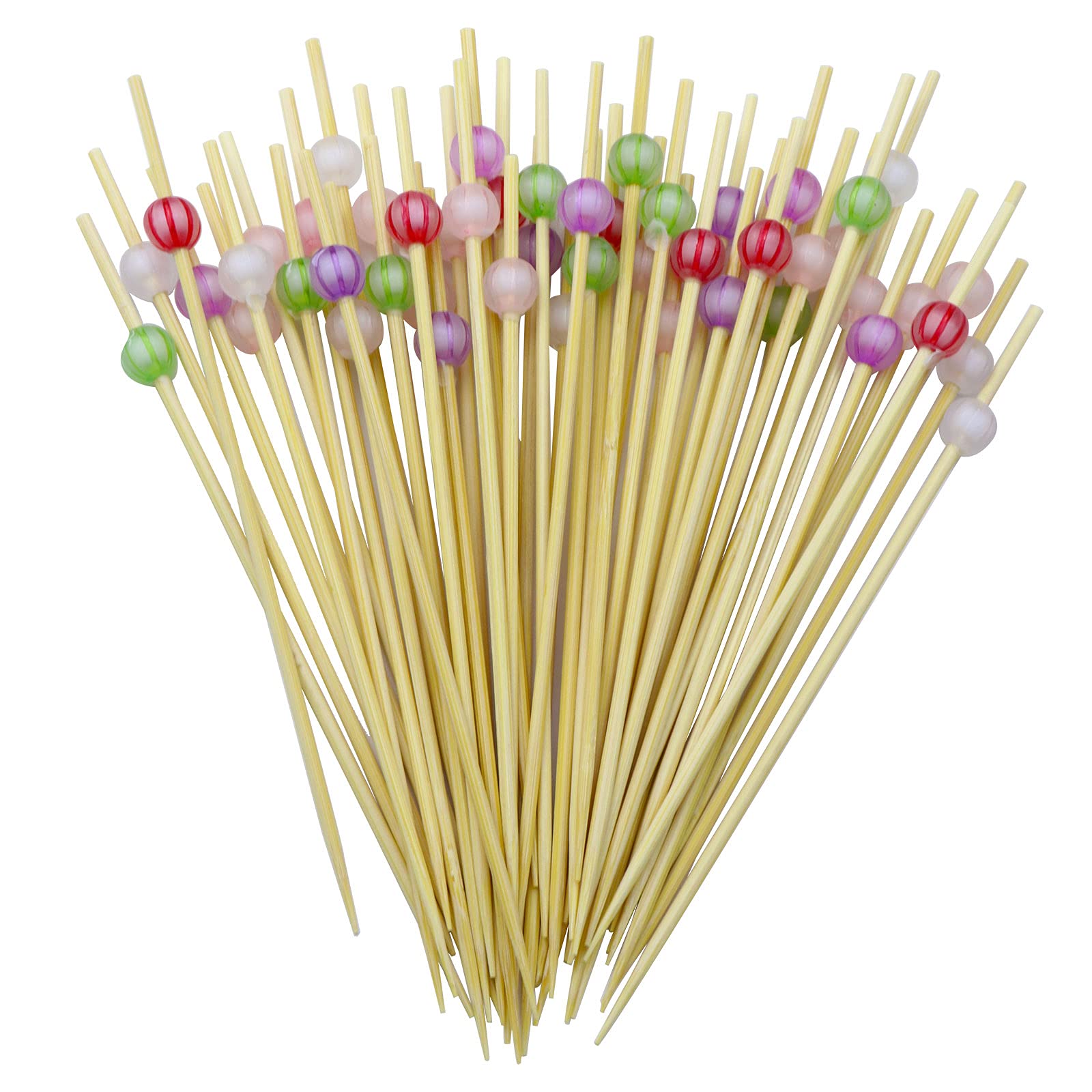 100PCS Acrylic Bead Cocktail Picks - Decorative Food Toothpicks for Appetizers, Fruits, Cakes, Sandwiches, Canapés & BBQ Skewers | Perfect for Parties, Weddings, and Home Entertaining