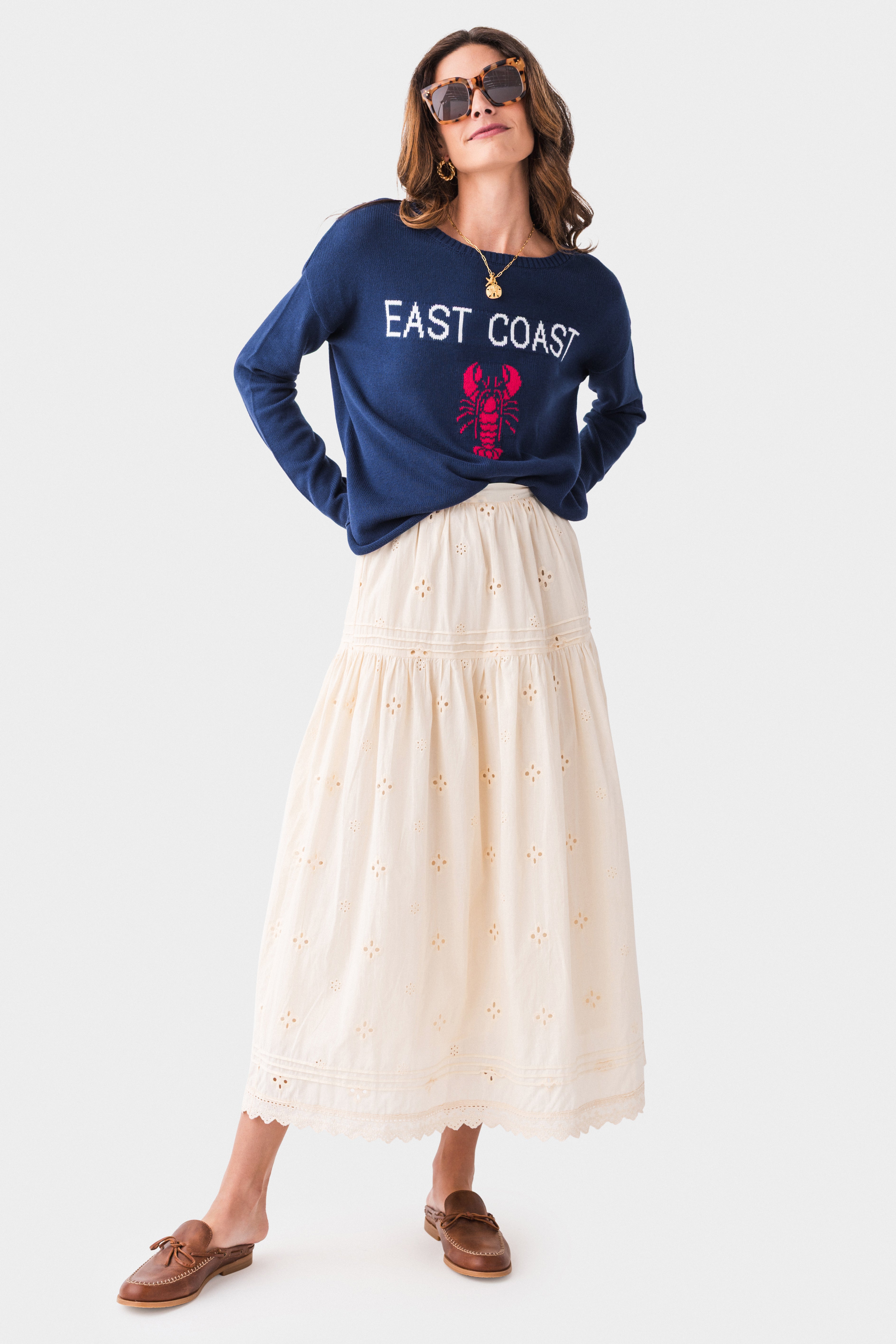 Stylish Pink Pineapple & East Coast Lobster Print Sweater - Trendy Casual Wear for Women - Perfect for Beach Outings, Vacation & Cozy Fall Days