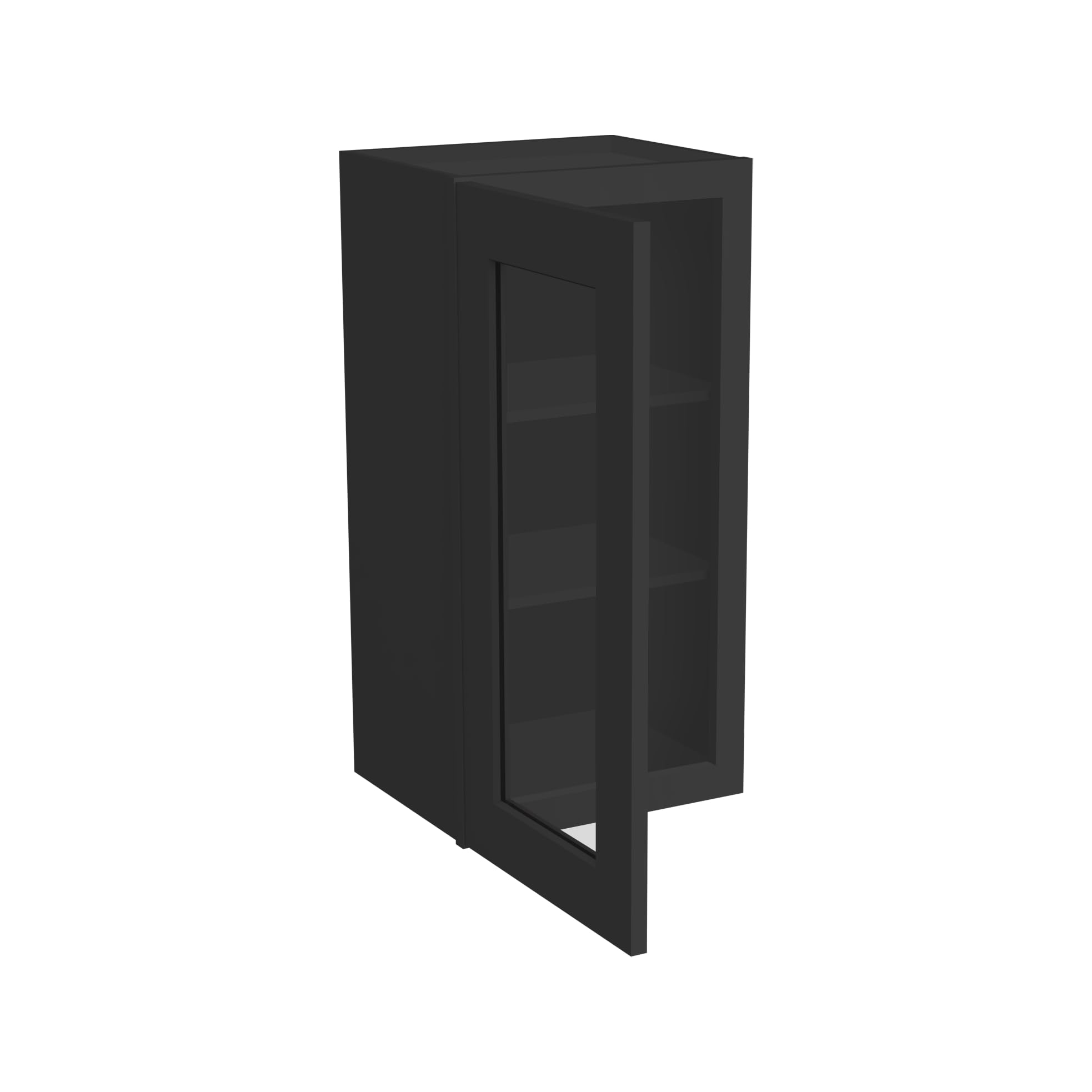 Solid Wood Wall-Mounted Bathroom Medicine Cabinet with Glass Door & Shelves - 15”W x 12”D x 42”H Charcoal Black - Perfect for Bathroom Storage, Kitchen Organization & Display (Glass Not Included)