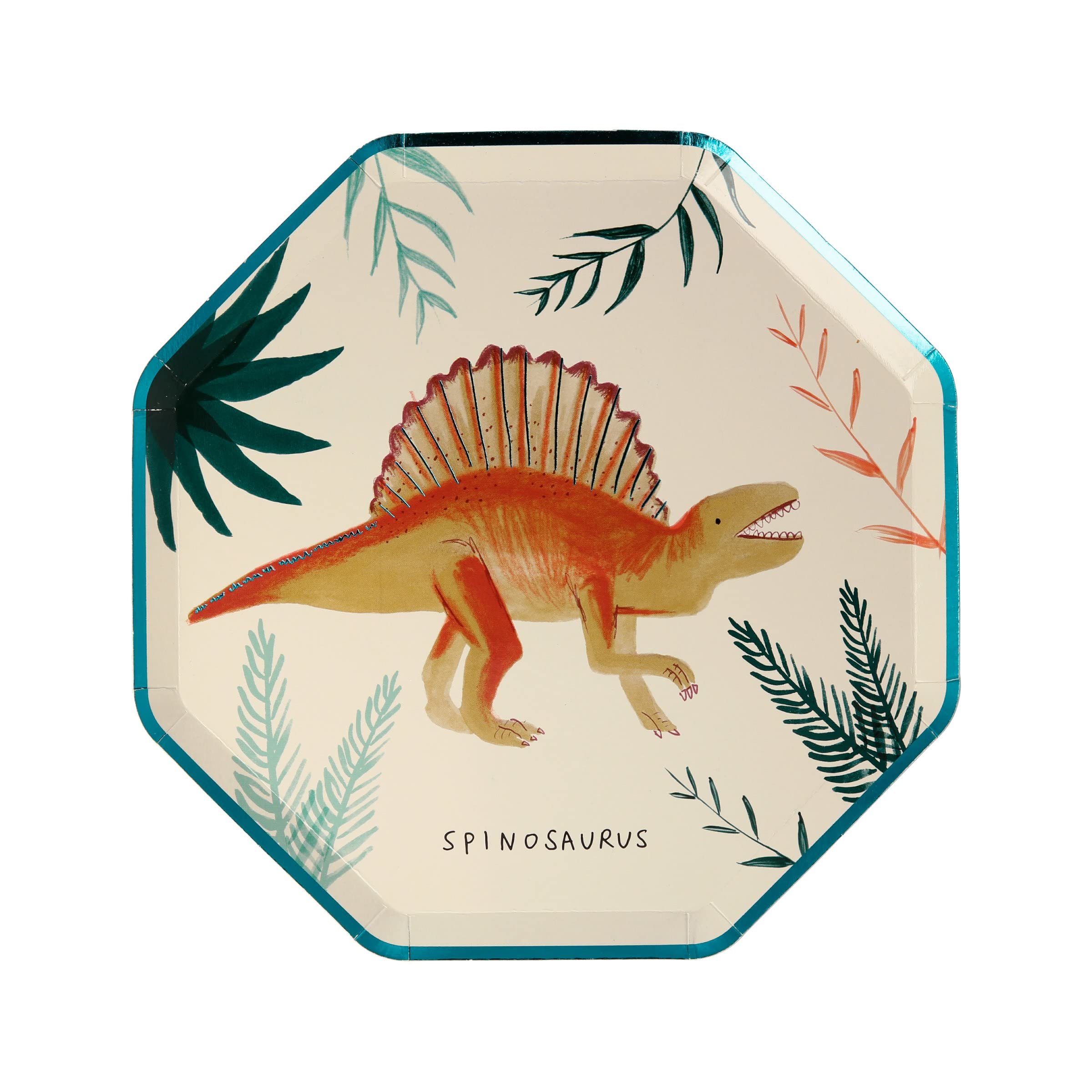 Meri Meri Dinosaur Kingdom Side Plates - 6 Pack Dinosaur Themed Kids Party Plates for Birthday Celebrations, Baby Showers & Fun Dinners - BPA Free Disposable Tableware