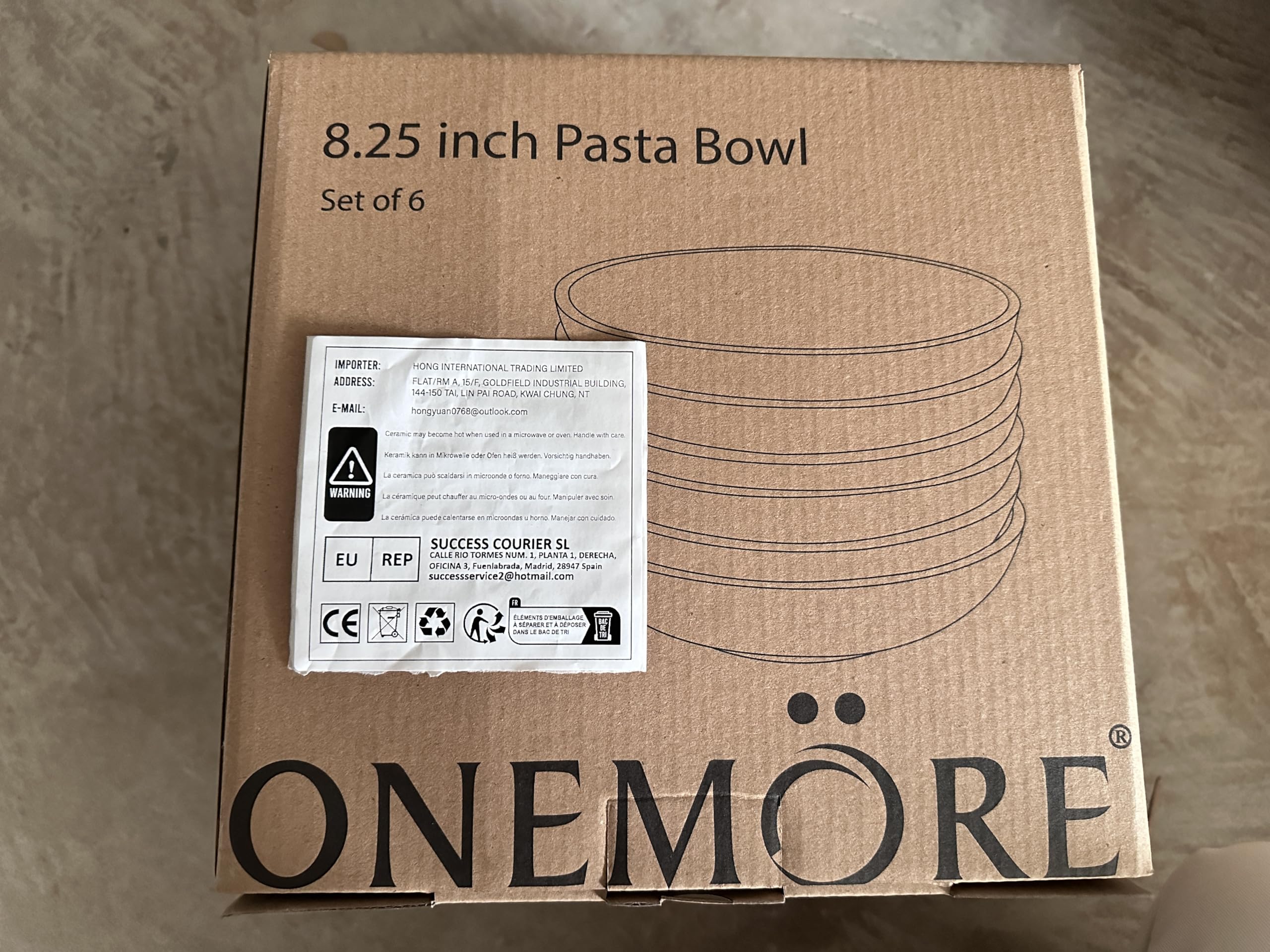 ONEMORE 30 Oz Porcelain Salad Pasta Bowls Set of 6 - Large Shallow Ceramic Serving Dishes for Soup, Dessert, Pizza & Fruit - Microwave & Dishwasher Safe White Dinnerware - Perfect for Family Meals, Entertaining & Restaurant Use
