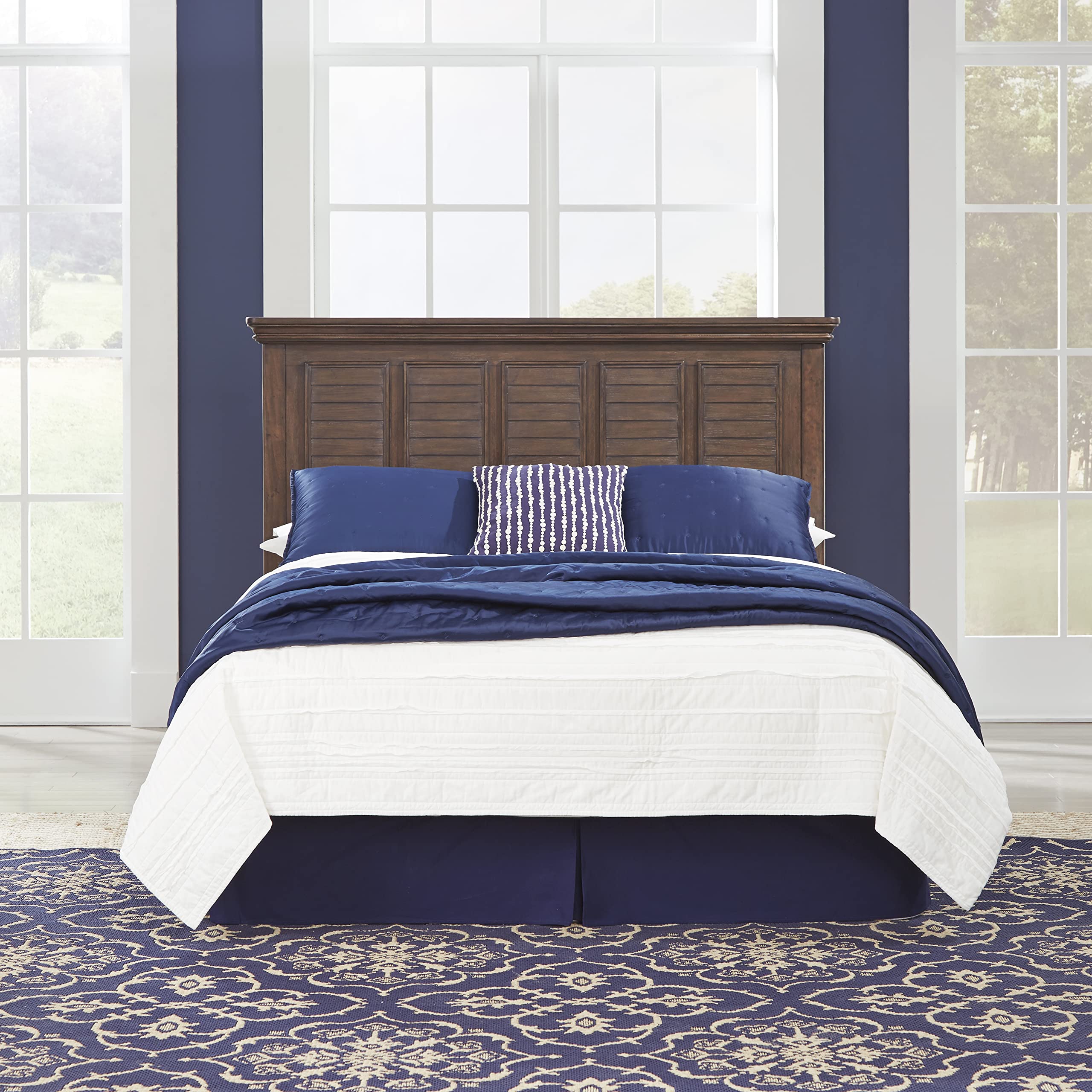 Homestyles Southport Standard Queen Size Wood Bed Frame in Brown - Perfect for Modern Bedrooms & Guest Rooms