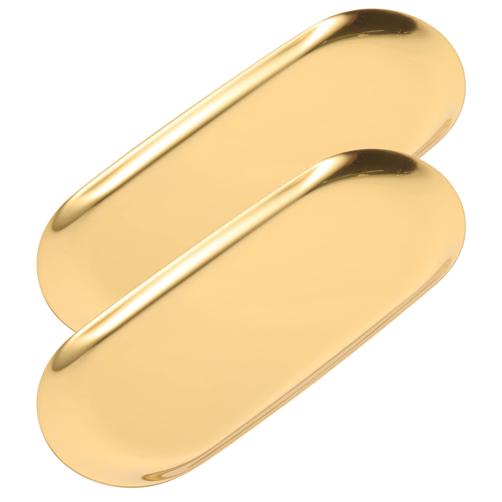 Golden Stainless Steel Jewelry Dish Set of 2 - Elegant Jewelry Tray for Rings, Earrings & Bracelets | Multi-Use Organizer for Makeup, Desserts, Nuts & Small Items | Perfect for Vanity, Bathroom & Gift Giving