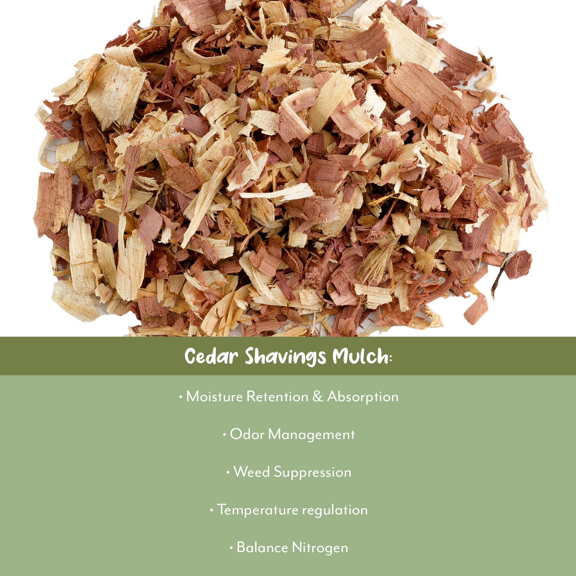 Natural Cedar Shavings Mulch & Bedding - 4 Quart Organic Garden Mulch for Plants, Small Animal Pet Bedding for Hamsters, Rabbits & Chickens - Ideal for Weed Control, Moisture Retention & Odor Elimination