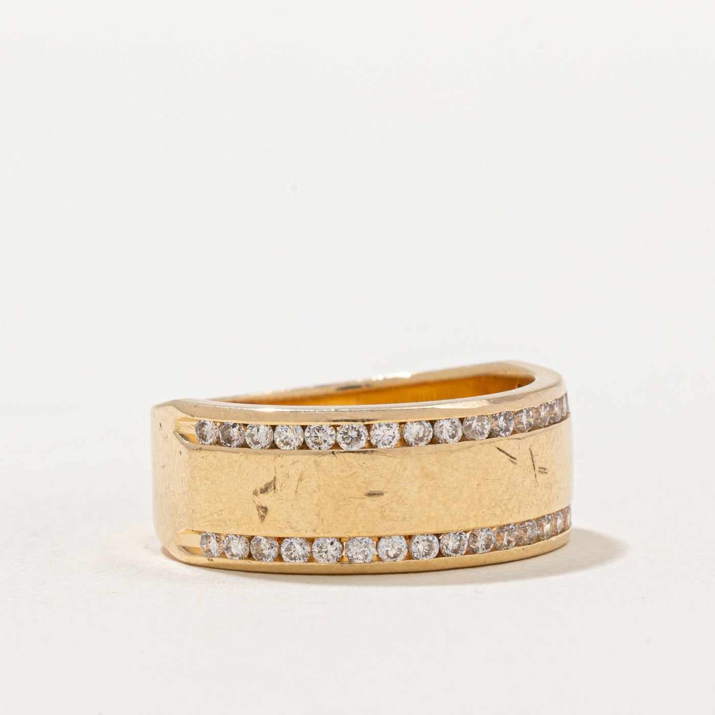 0.42ctw Diamond Edged Cigar Band Ring - Size 6.5 - Elegant Wedding Band, Anniversary Gift & Luxury Jewelry for Men & Women